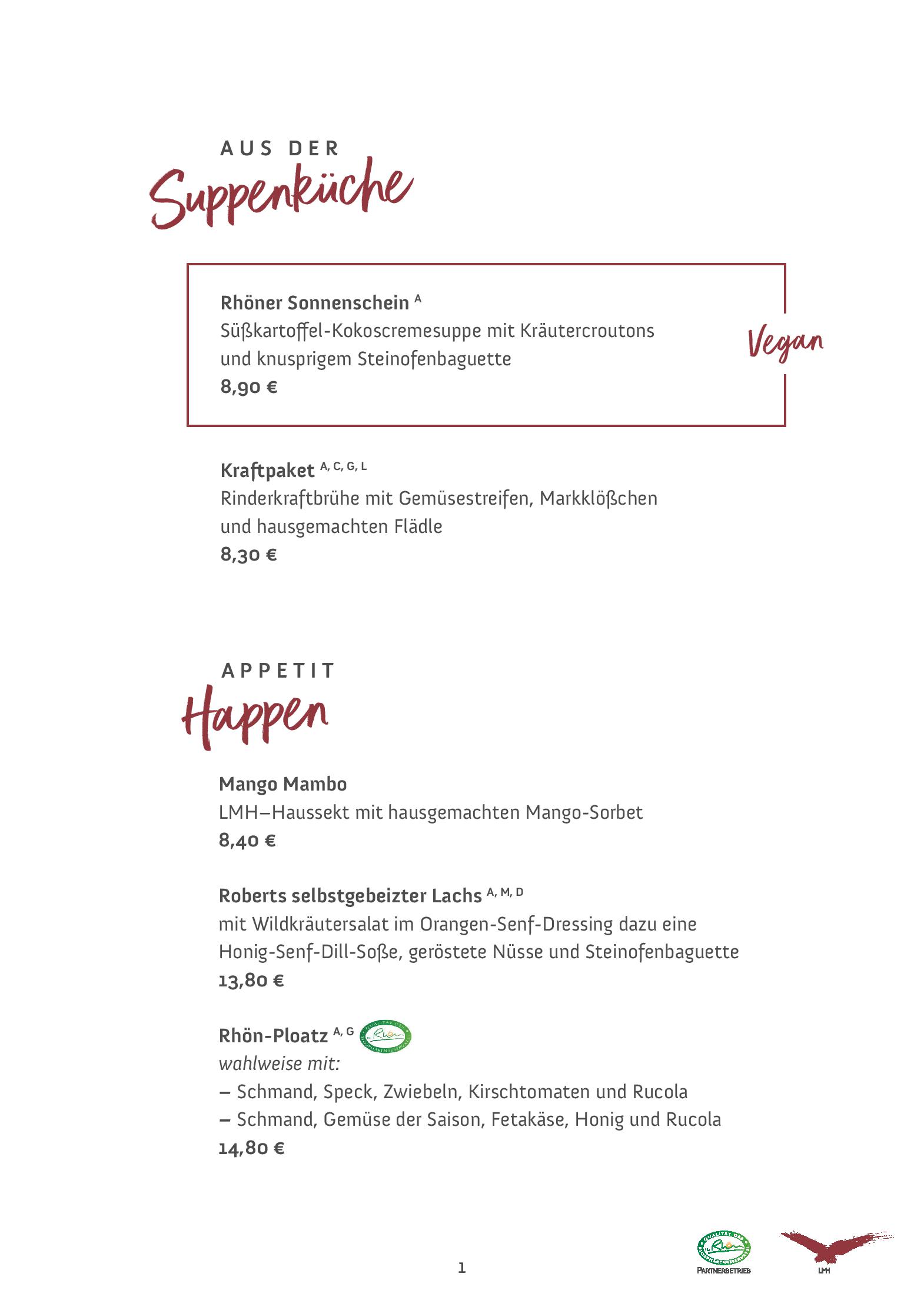 Speisekarte ****Berghotel Lothar Mai Haus in Hofbieber, Seite 5