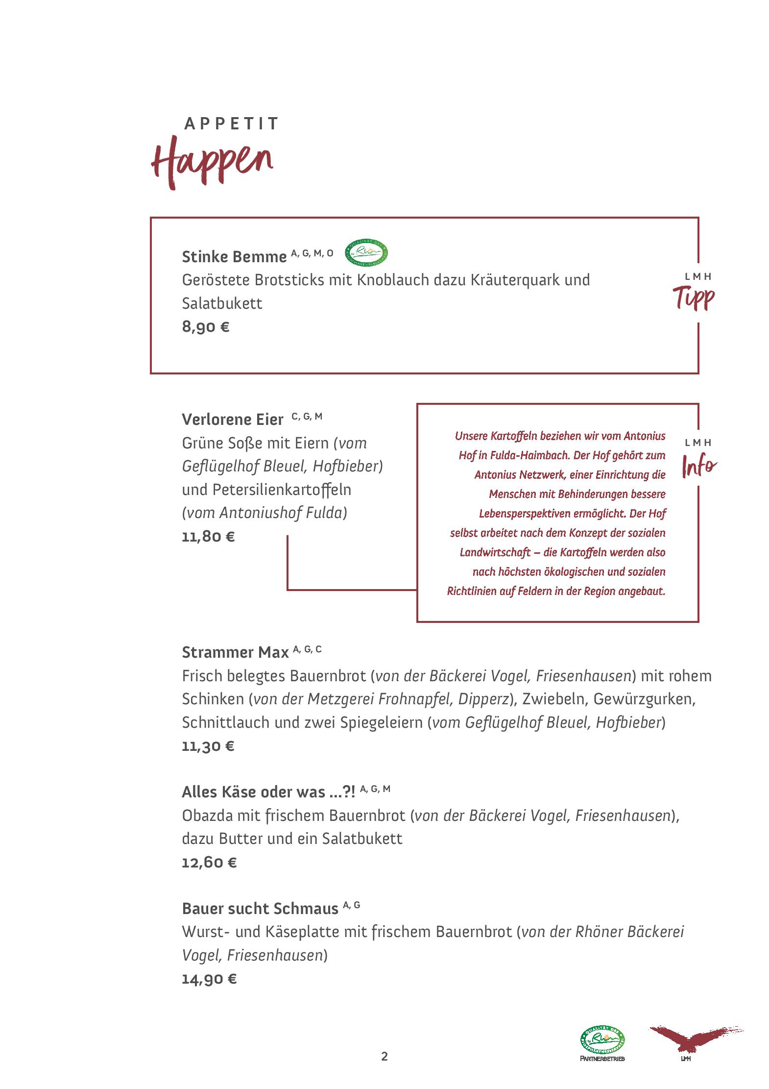 Speisekarte ****Berghotel Lothar Mai Haus in Hofbieber, Seite 6