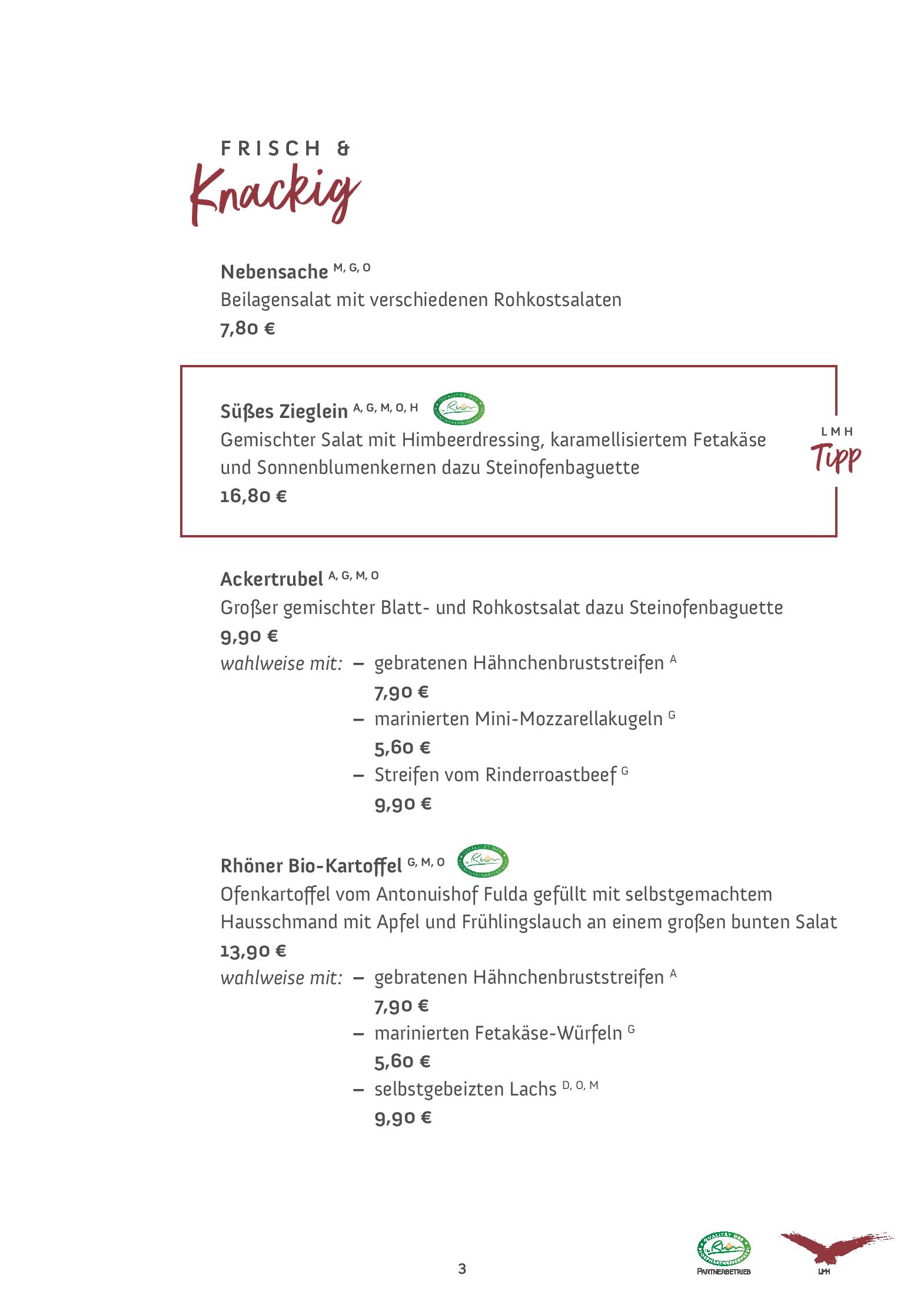 Speisekarte ****Berghotel Lothar Mai Haus in Hofbieber, Seite 7