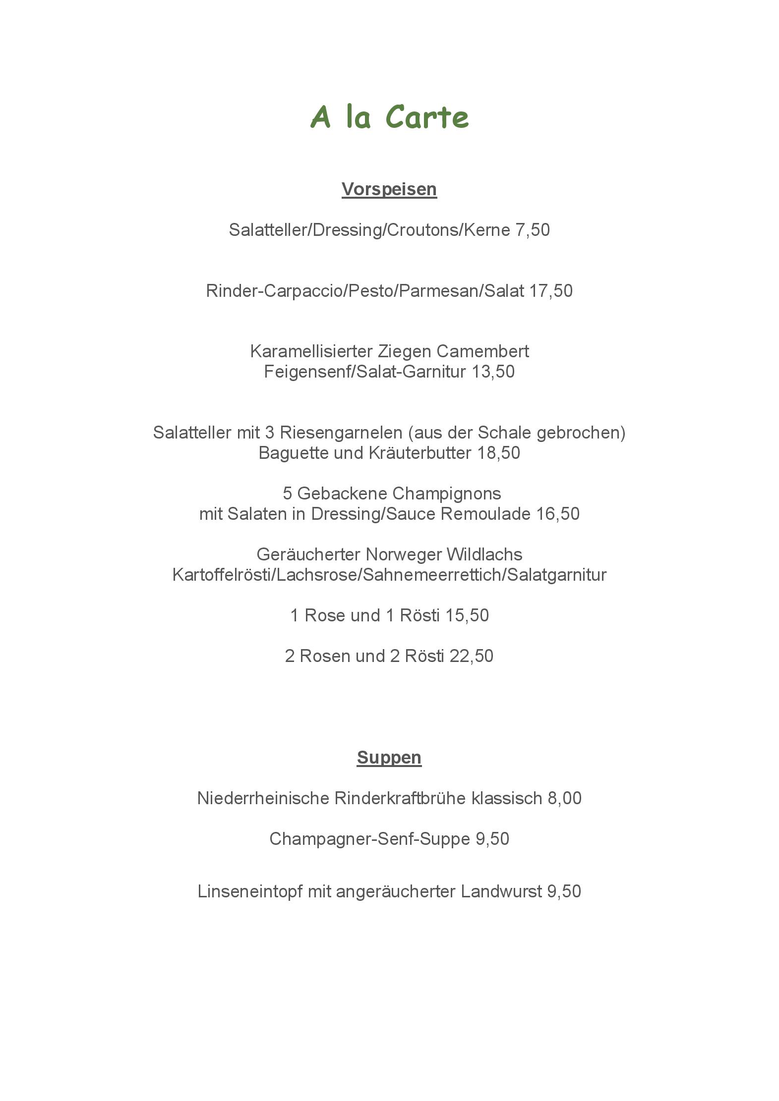 Speisekarte Lippeschlösschen in Wesel, Seite 4