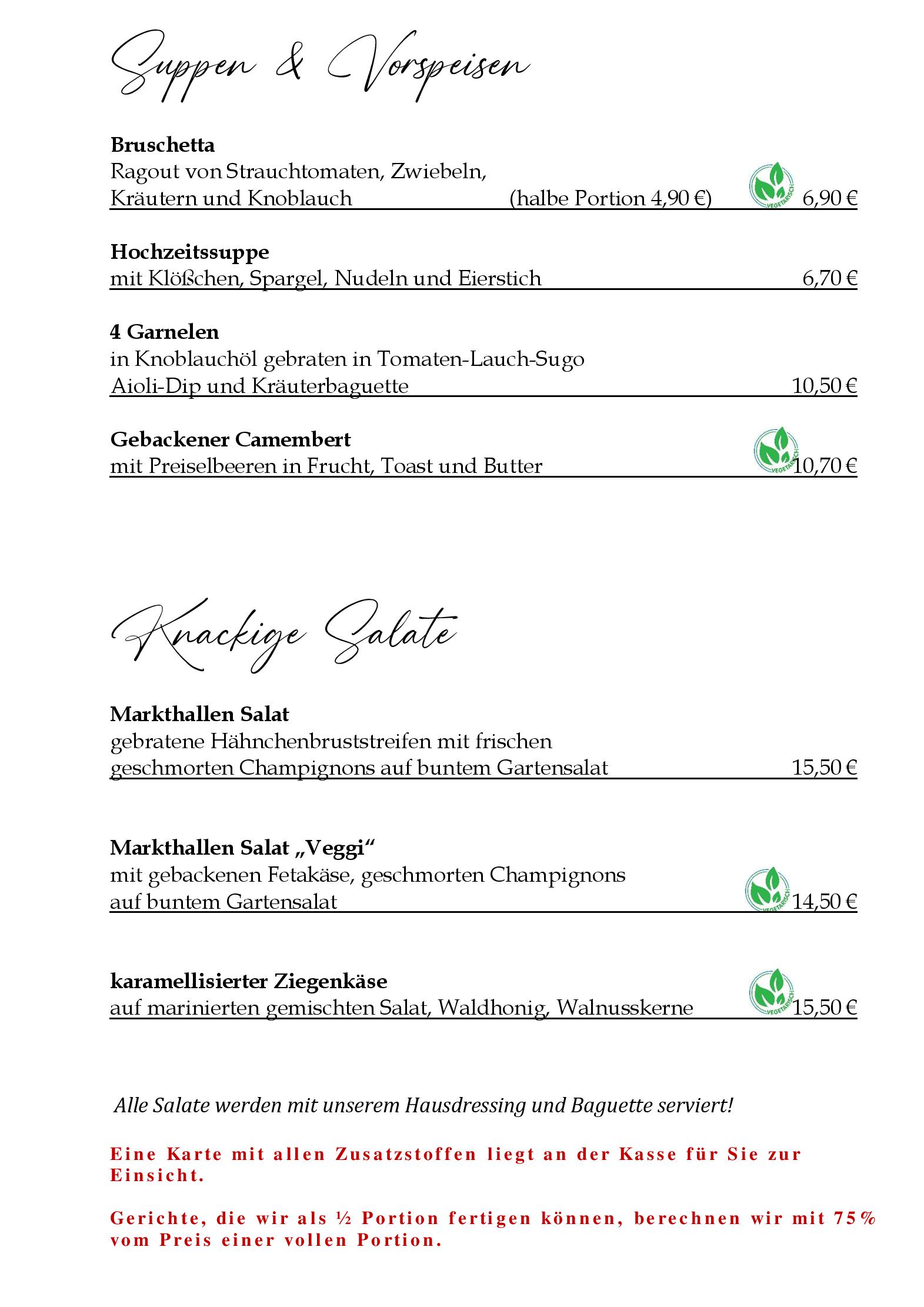 Speisekarte Wendezeller Stuben in Wendeburg, Seite 1