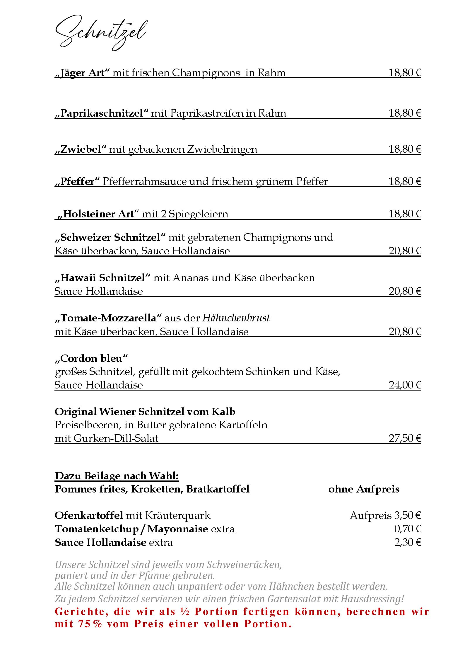 Speisekarte Wendezeller Stuben in Wendeburg, Seite 3