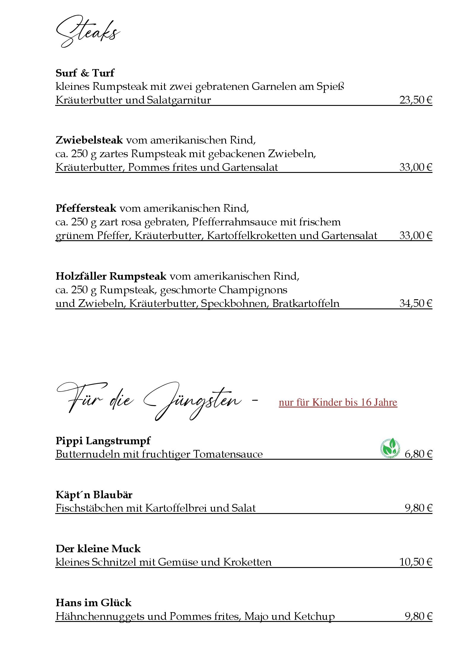 Speisekarte Wendezeller Stuben in Wendeburg, Seite 5