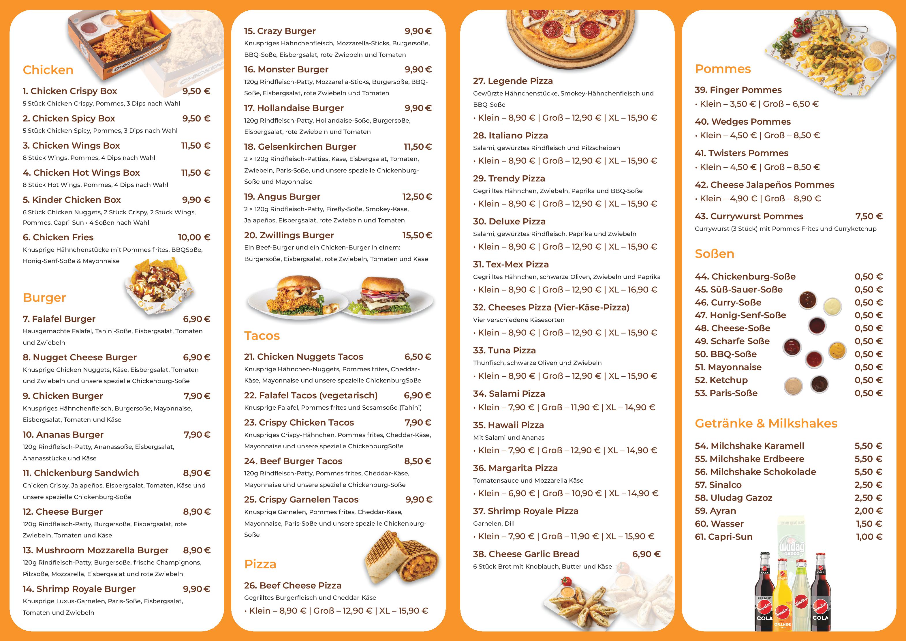 Speisekarte CHICKENBURG in Gelsenkirchen, Seite 2