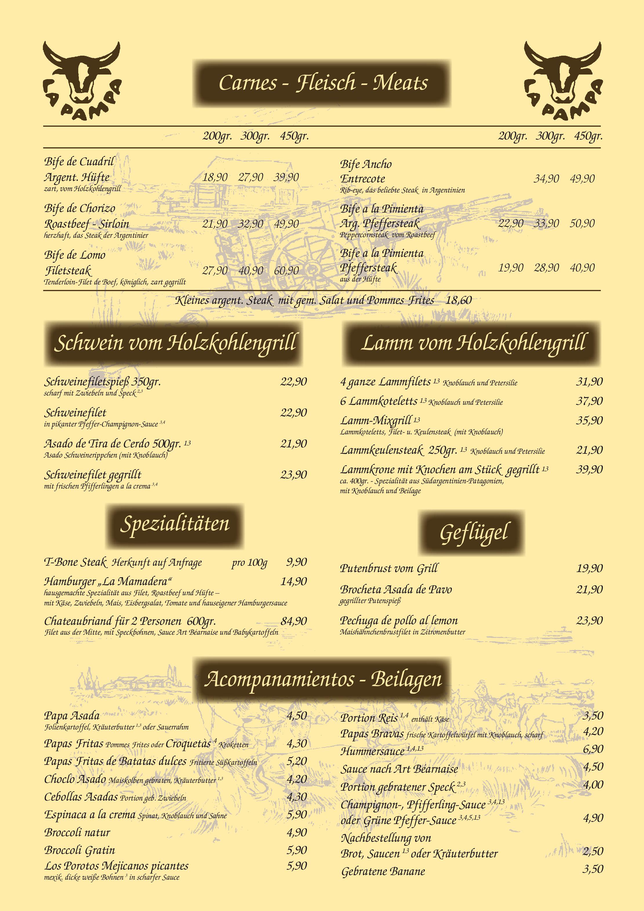 Speisekarte La Pampa in Mönchengladbach, Seite 4