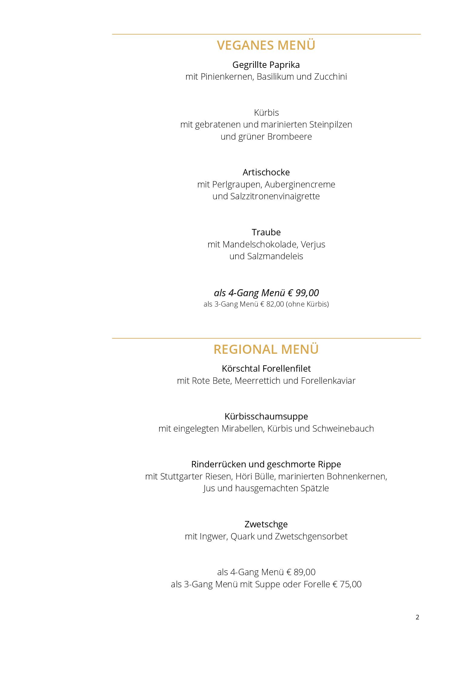 Speisekarte Hotel & Restaurant Adler in Asperg, Seite 2