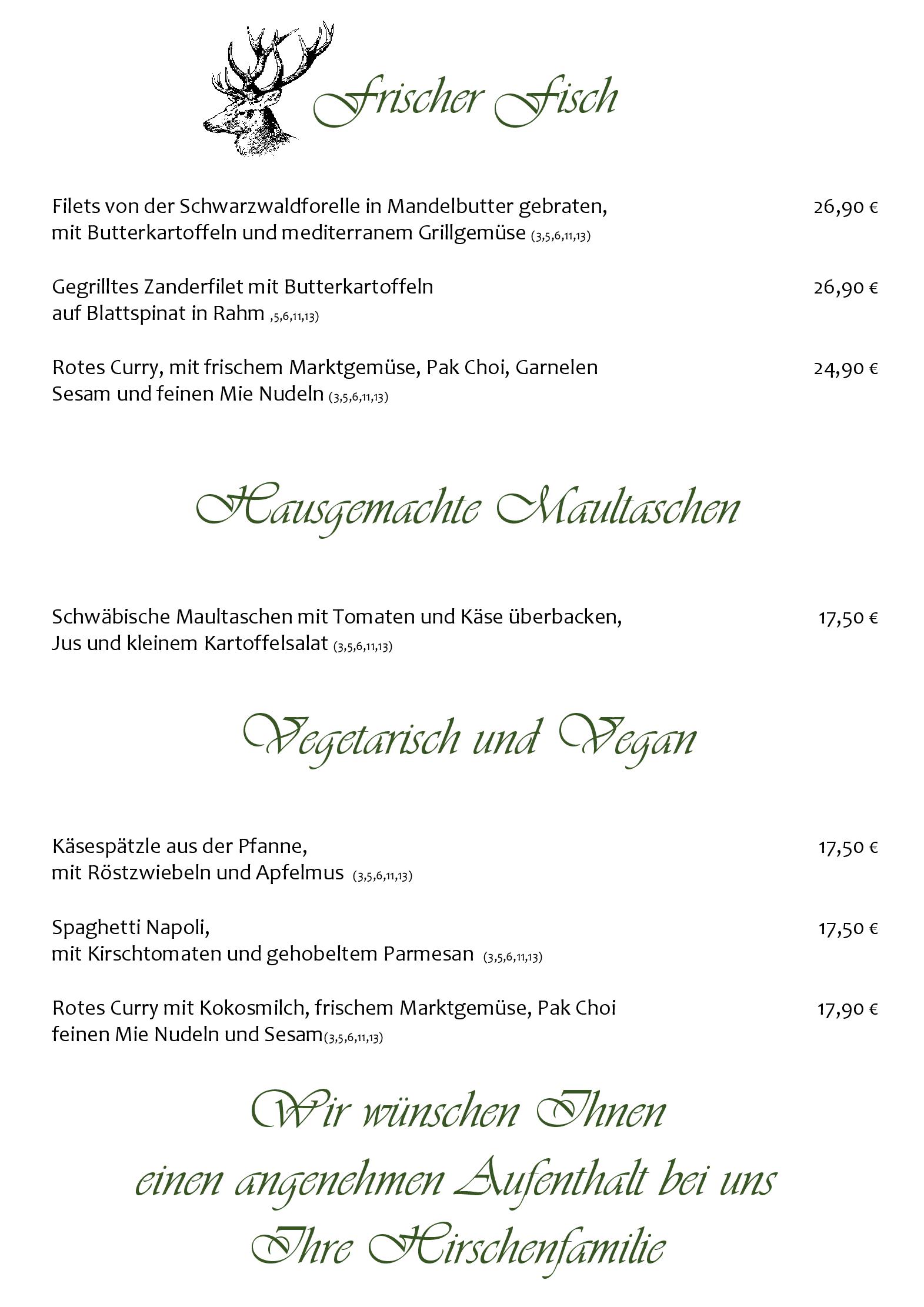 Speisekarte Hotel Hirschen in Ibach, Seite 3