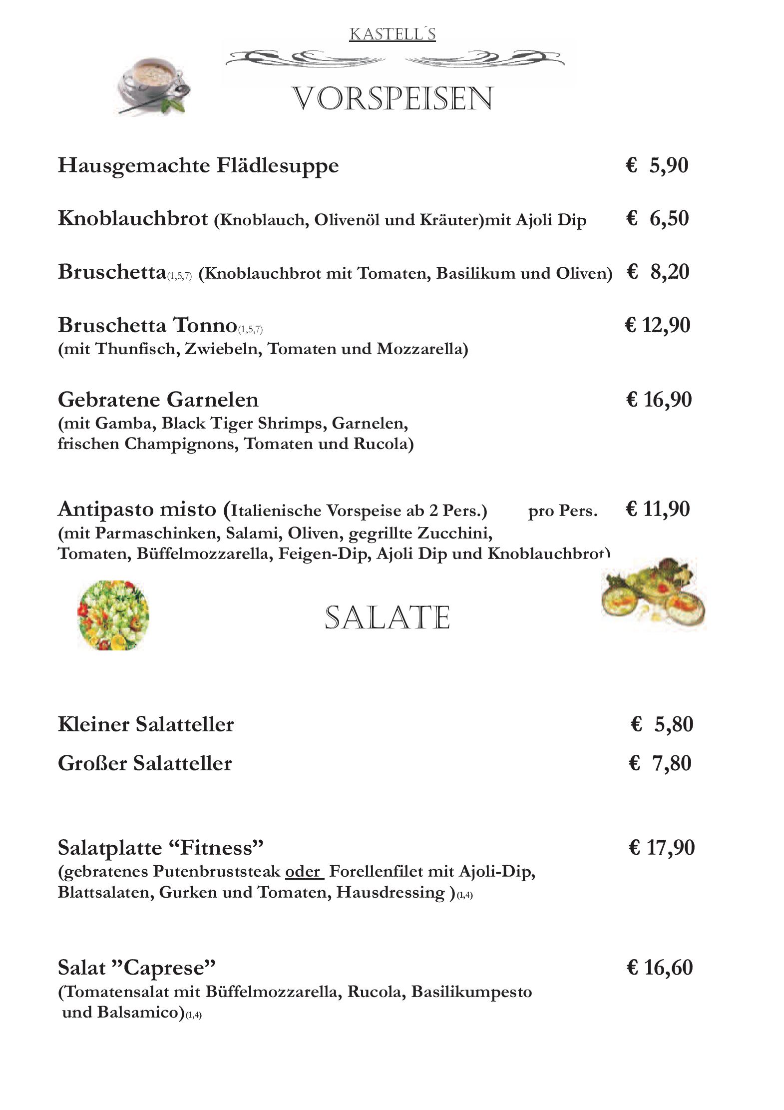 Speisekarte Restaurant Kastell in Sulz am Neckar, Seite 4