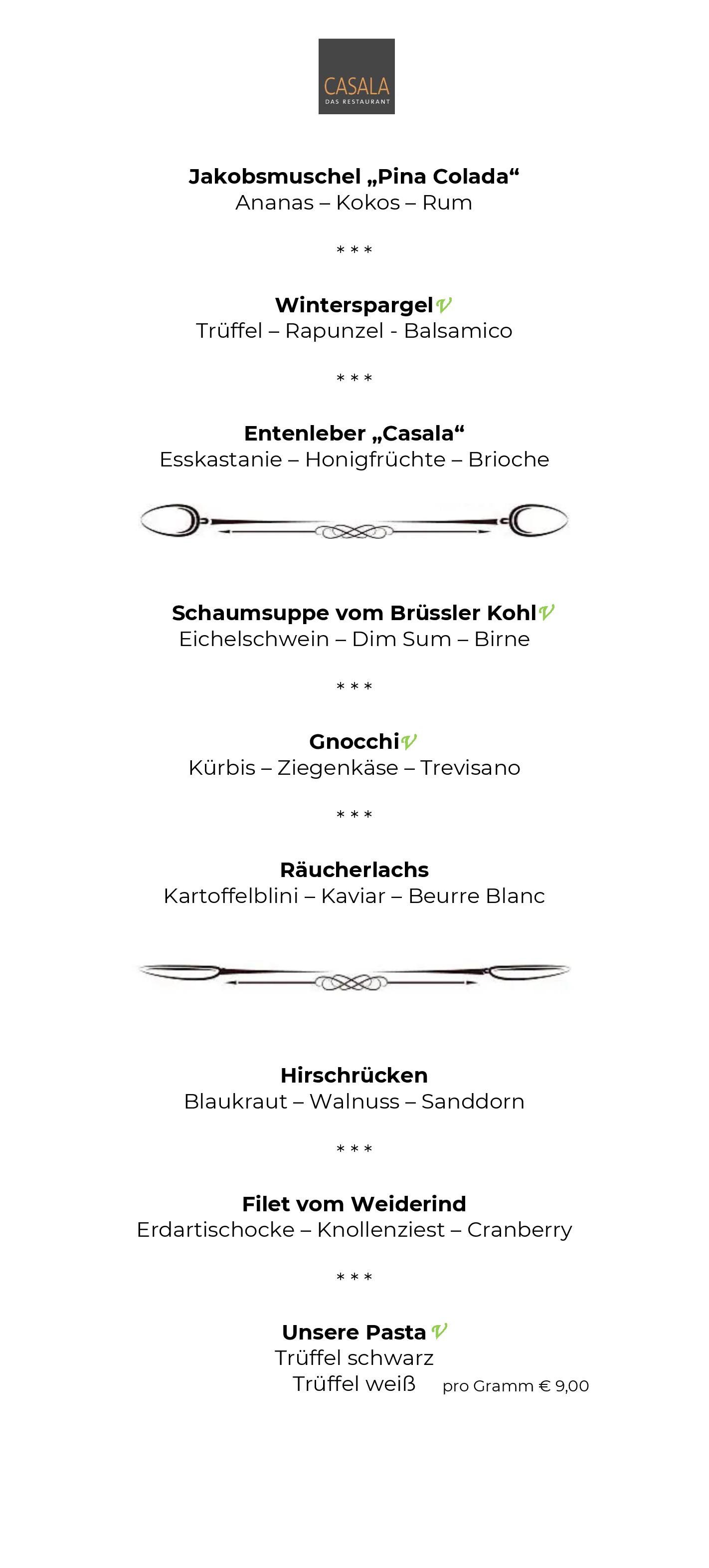 Speisekarte Casala-Das Restaurant in Meersburg, Seite 1