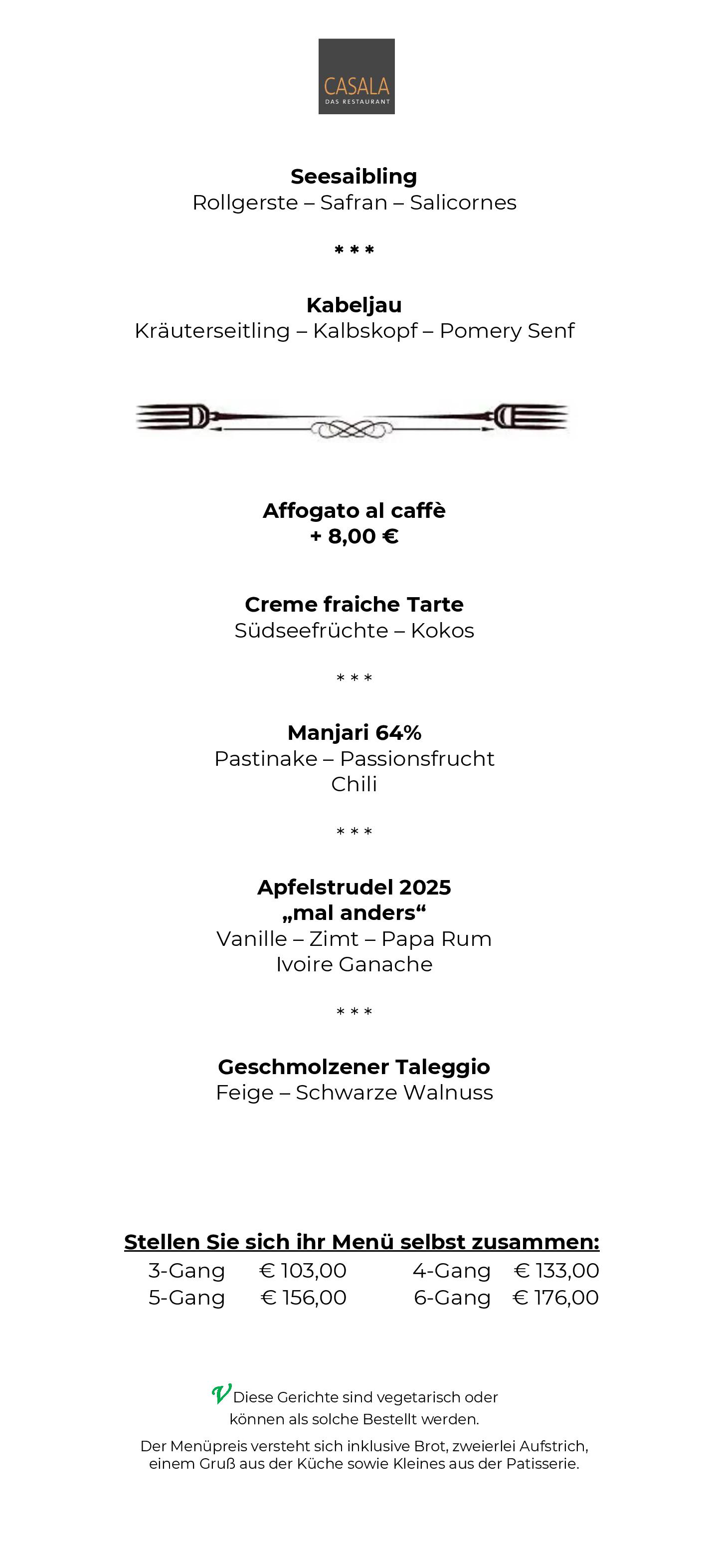 Speisekarte Casala-Das Restaurant in Meersburg, Seite 2