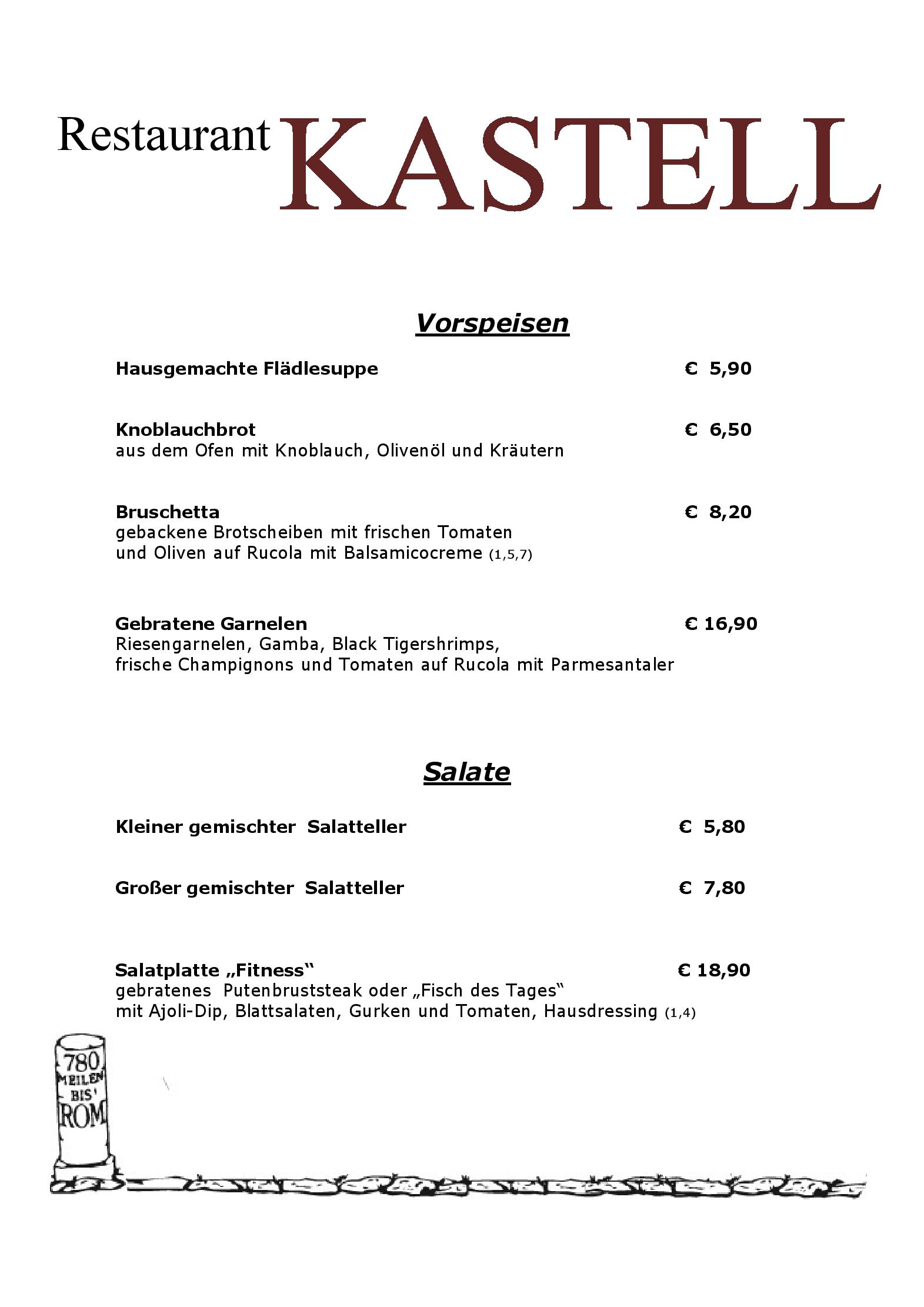 Speisekarte Restaurant Kastell in Sulz am Neckar, Seite 5