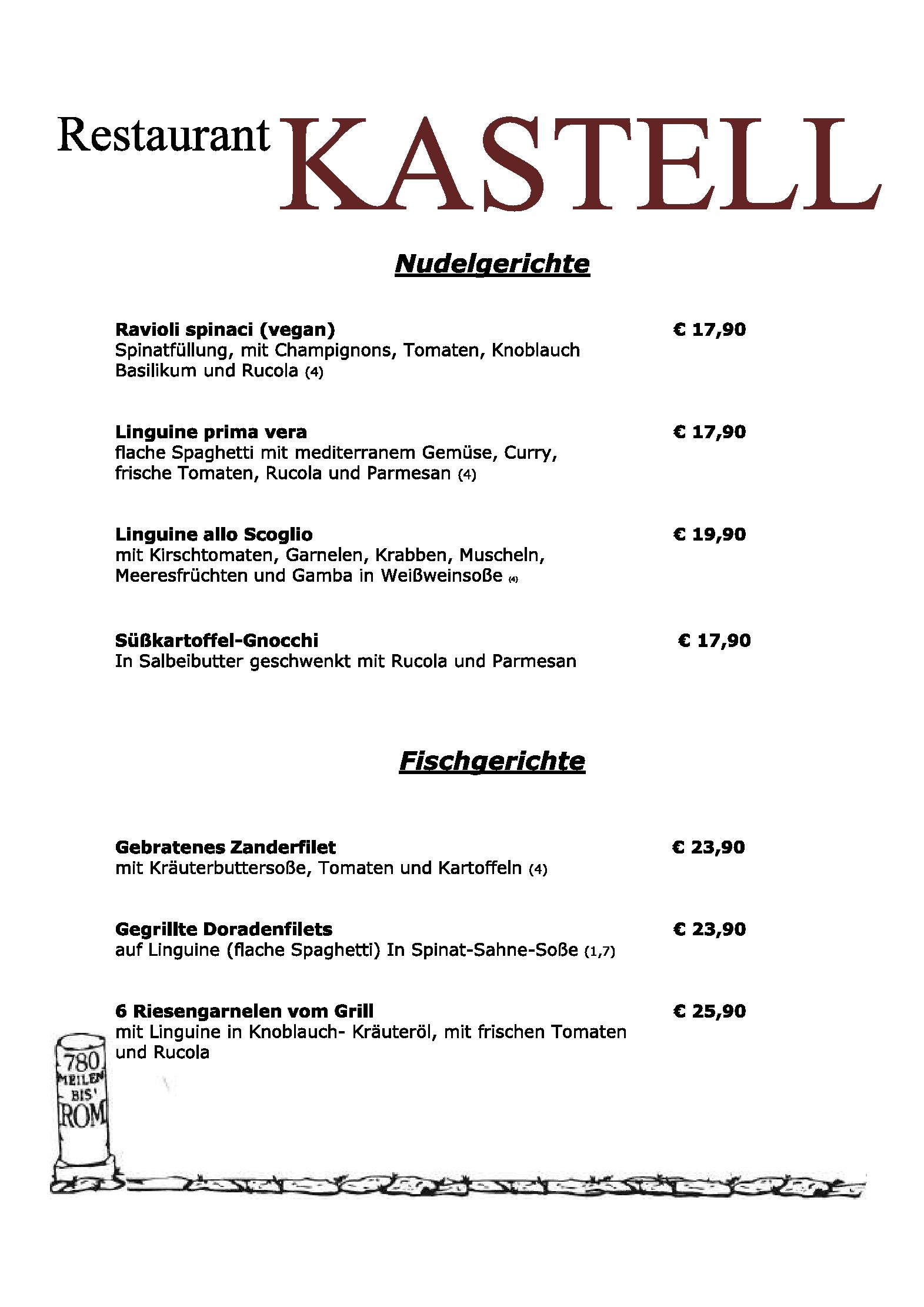 Speisekarte Restaurant Kastell in Sulz am Neckar, Seite 7