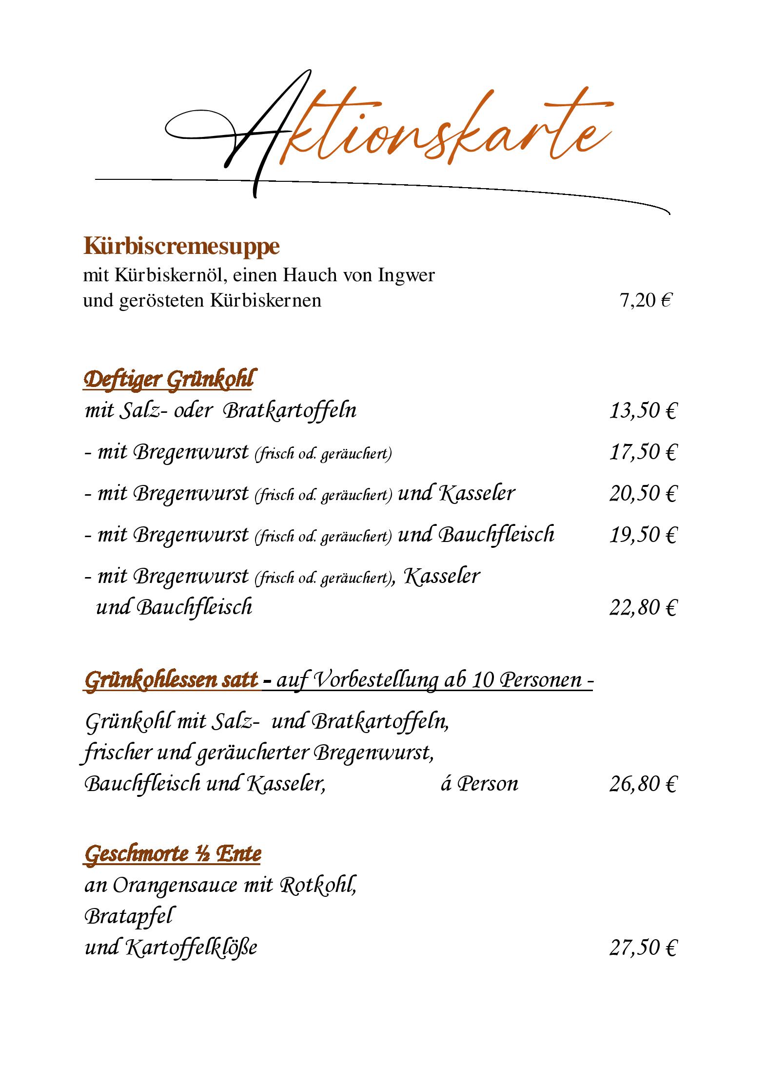 Speisekarte Wendezeller Stuben in Wendeburg, Seite 6