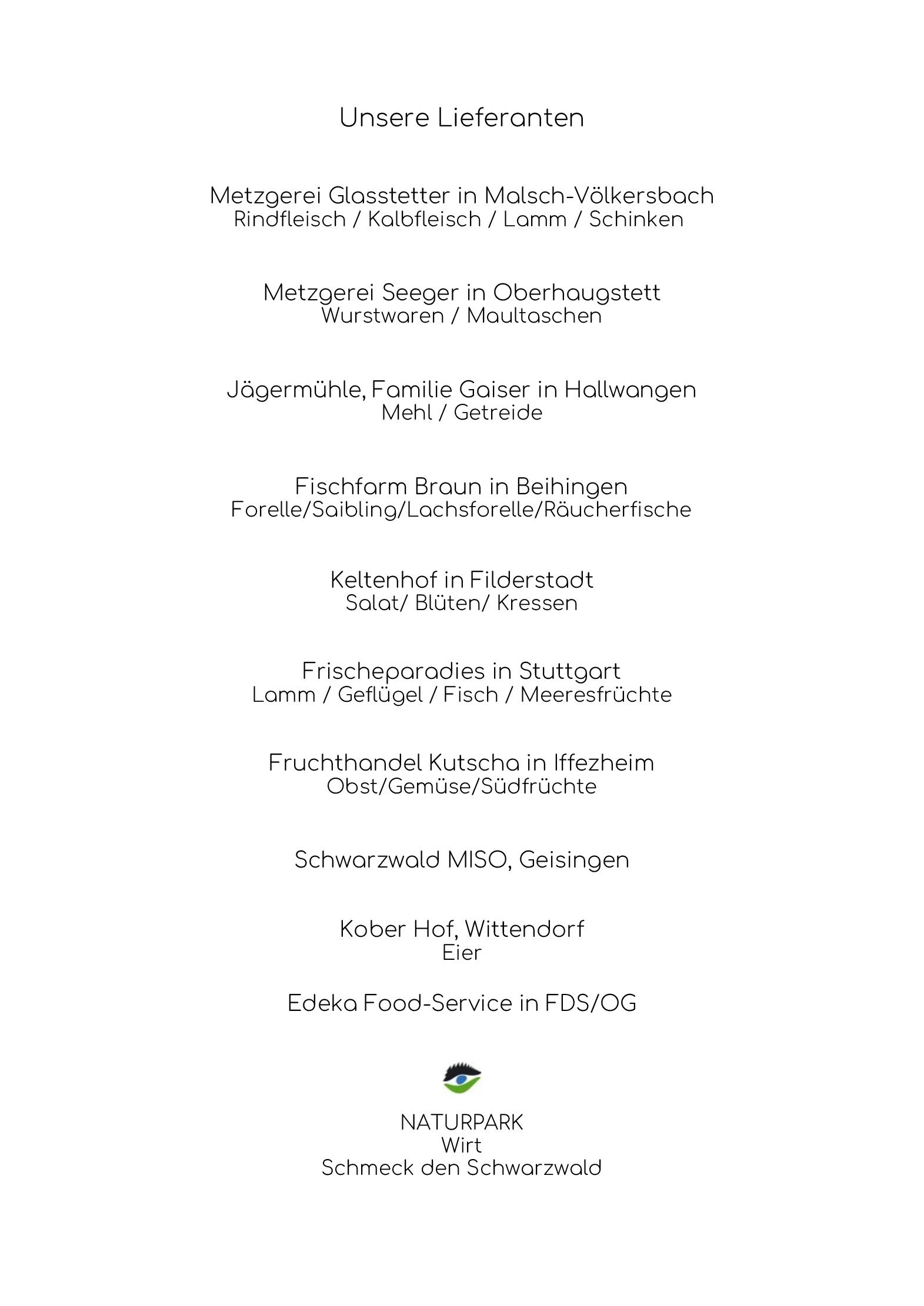 Speisekarte Hotel - Restaurant Waldsägmühle in Pfalzgrafenweiler, Seite 2