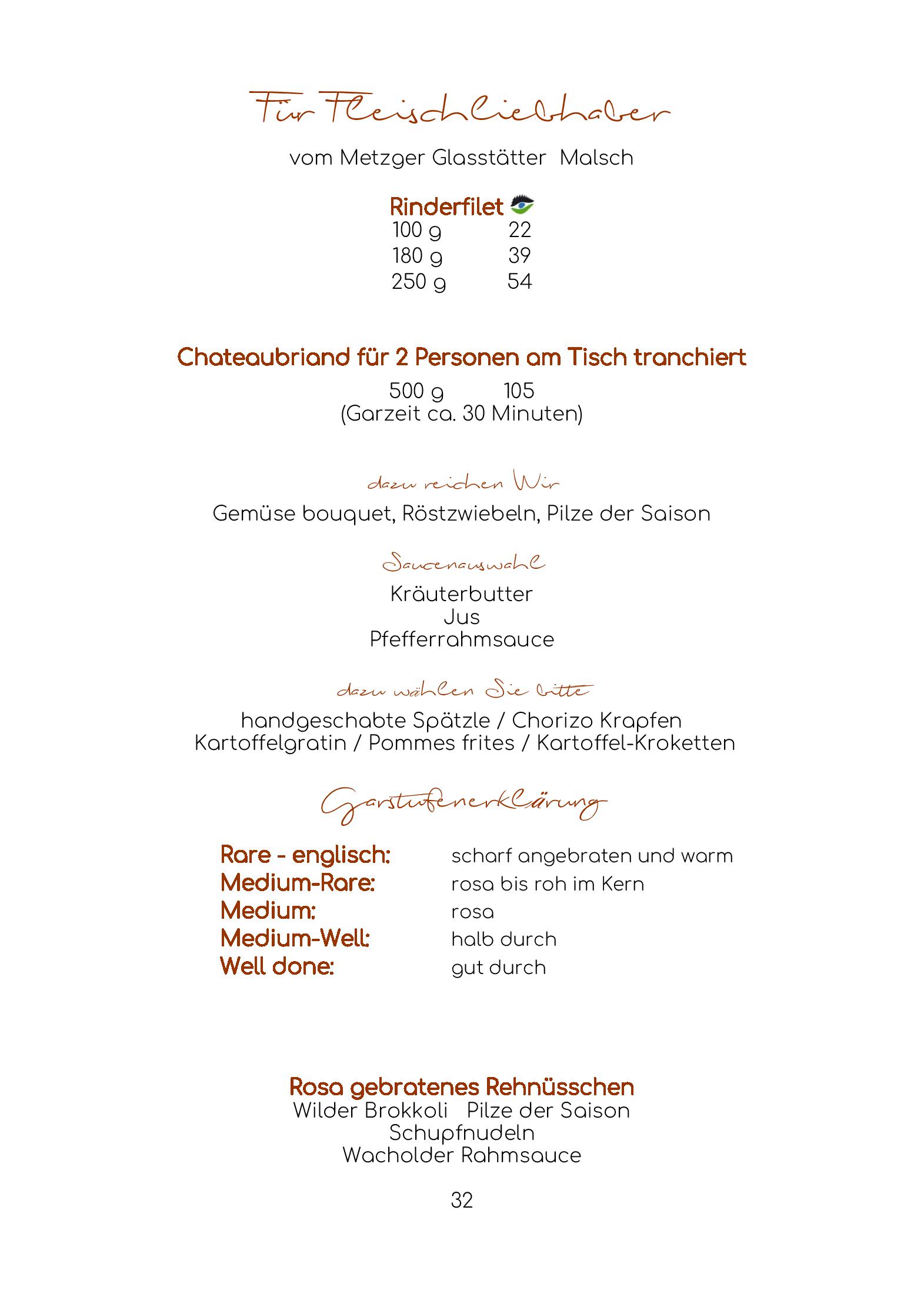 Speisekarte Hotel - Restaurant Waldsägmühle in Pfalzgrafenweiler, Seite 8