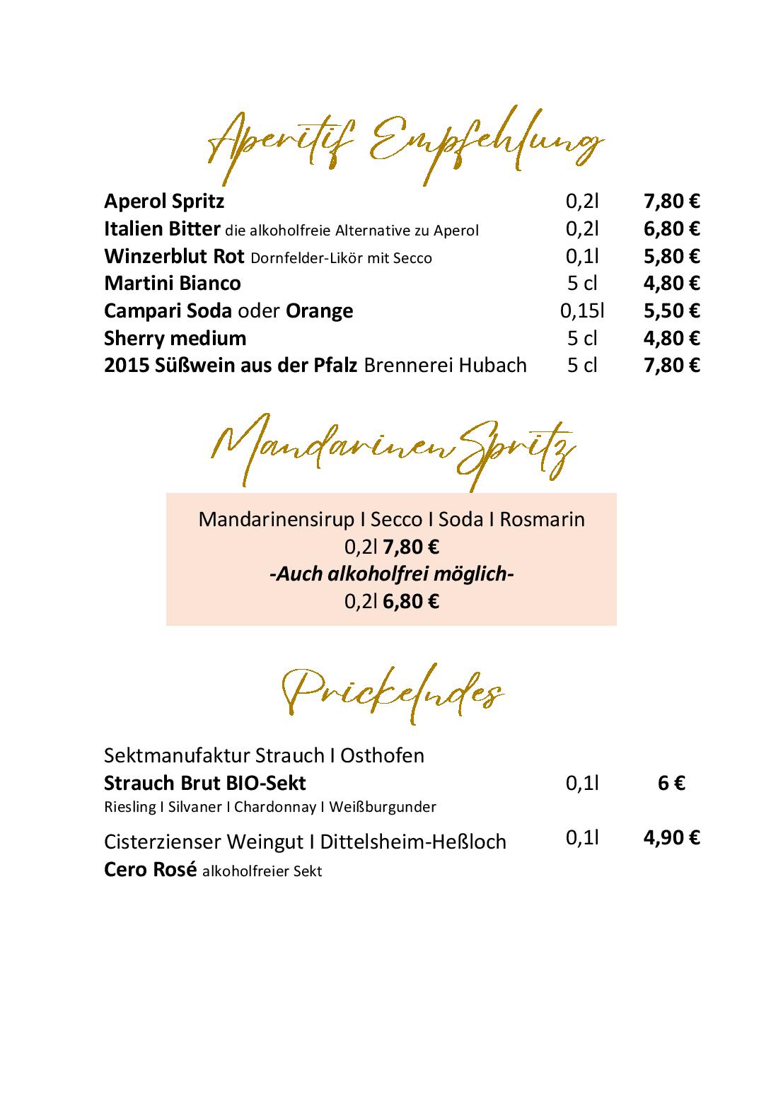 Speisekarte 'MonaLiza' Restaurant im Schwanen in Osthofen, Seite 2