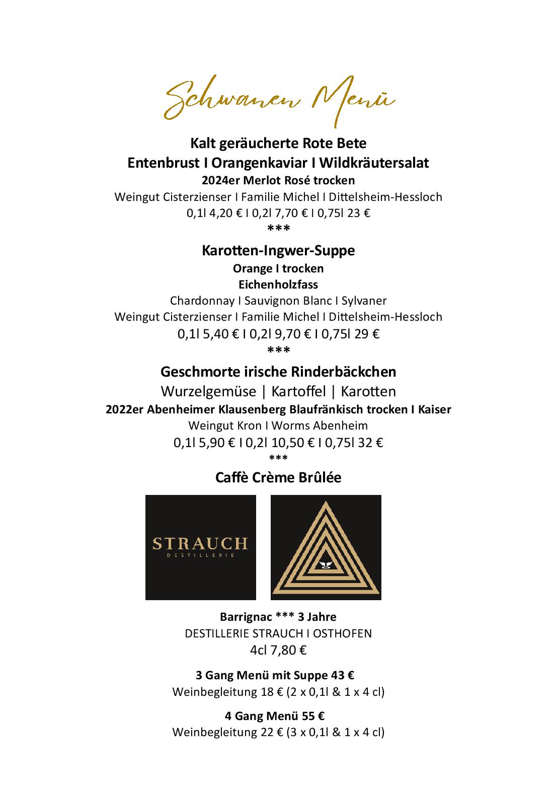 Speisekarte 'MonaLiza' Restaurant im Schwanen in Osthofen, Seite 4