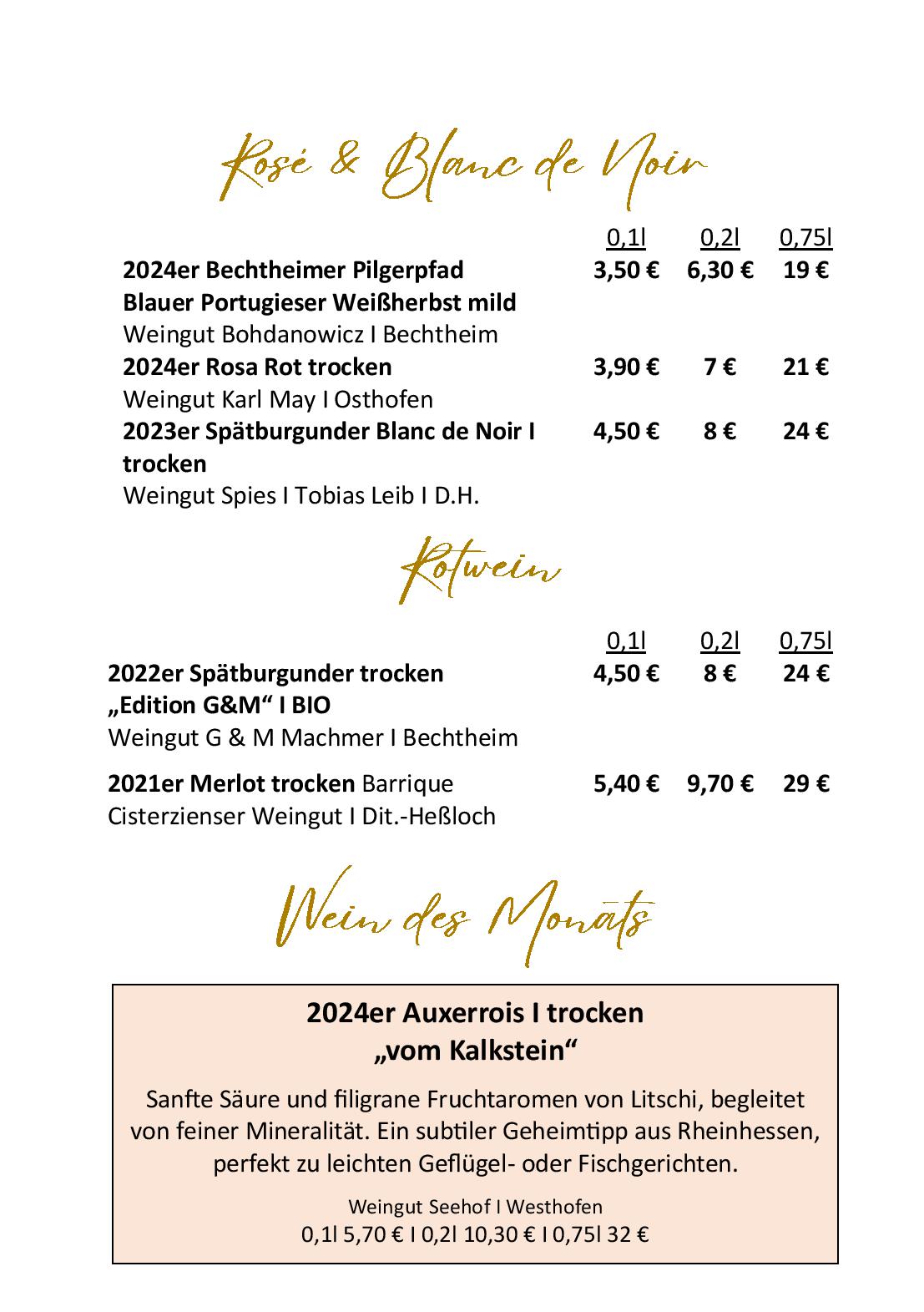 Speisekarte 'MonaLiza' Restaurant im Schwanen in Osthofen, Seite 9
