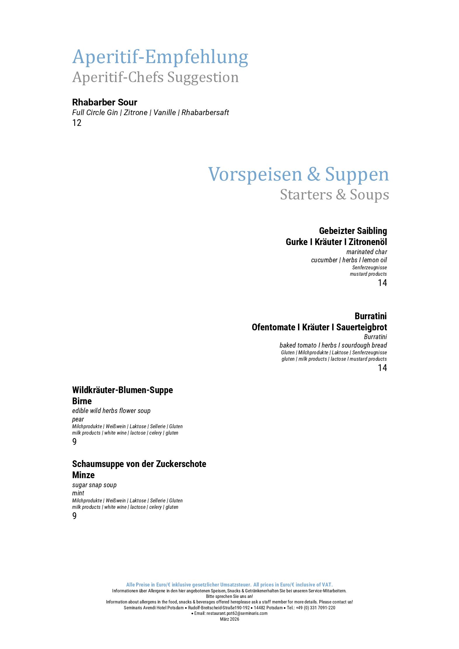 Speisekarte Restaurant am Griebnitzsee  in Potsdam, Seite 2