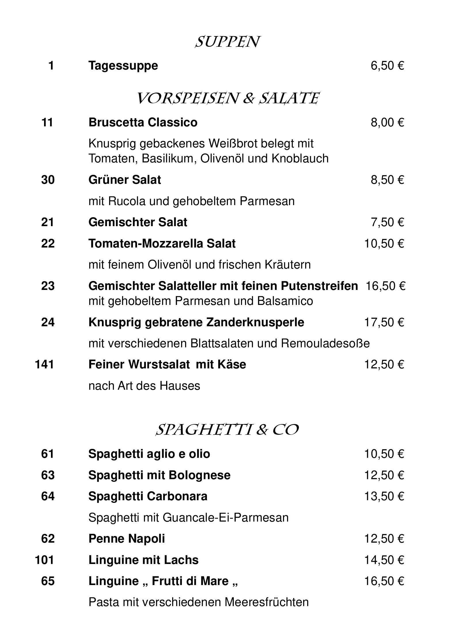 Speisekarte Alemannenhof Hotel Engel in Rickenbach, Seite 1