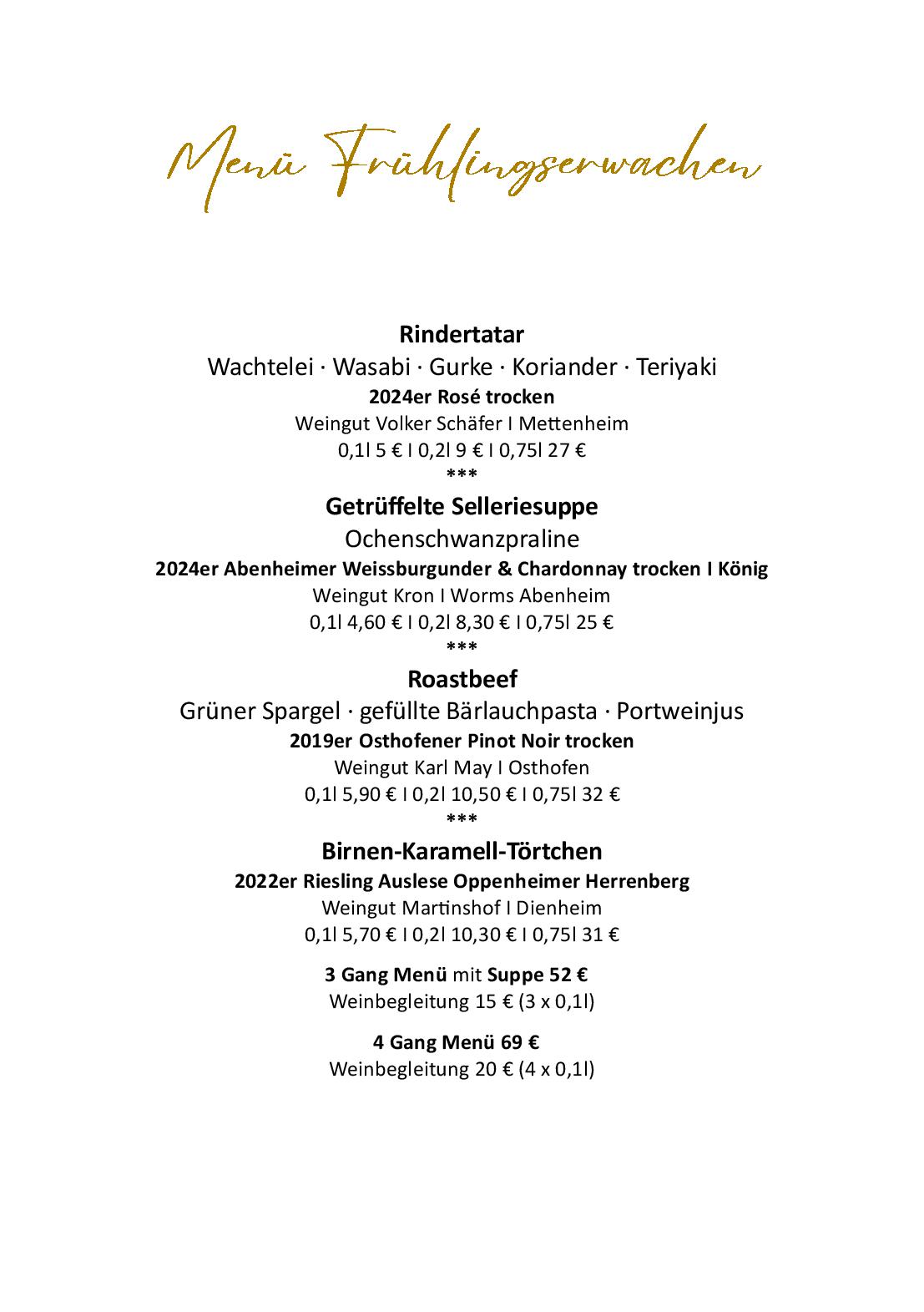 Speisekarte 'MonaLiza' Restaurant im Schwanen in Osthofen, Seite 16