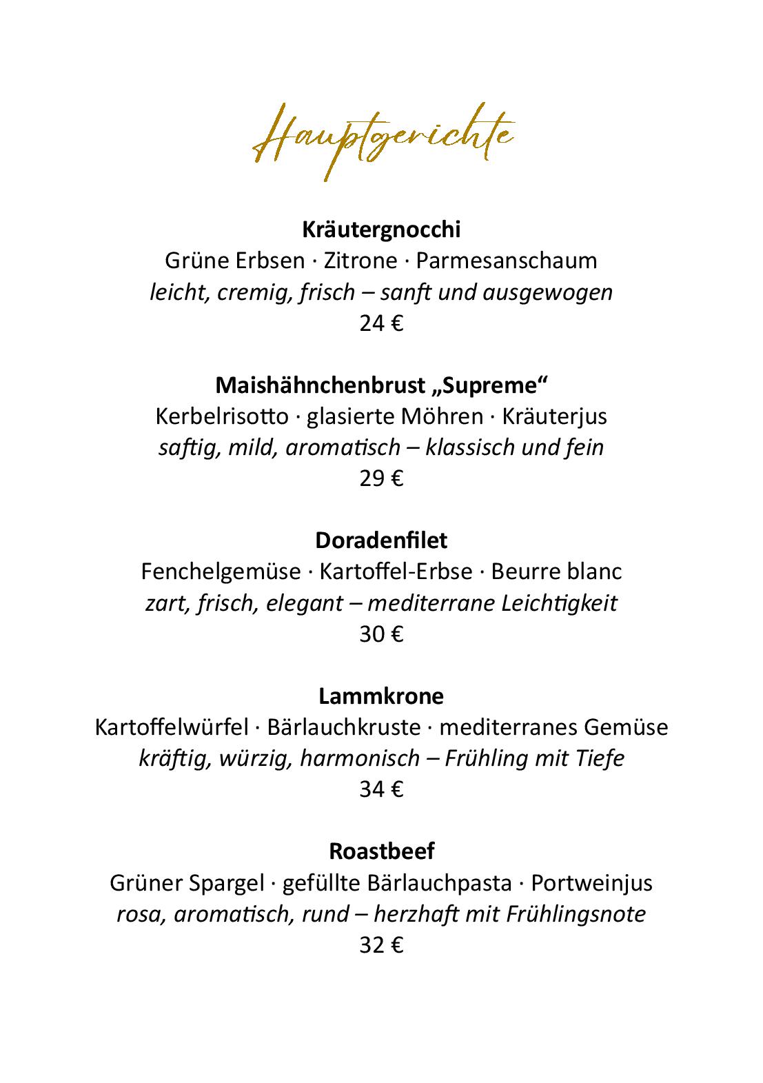 Speisekarte 'MonaLiza' Restaurant im Schwanen in Osthofen, Seite 18