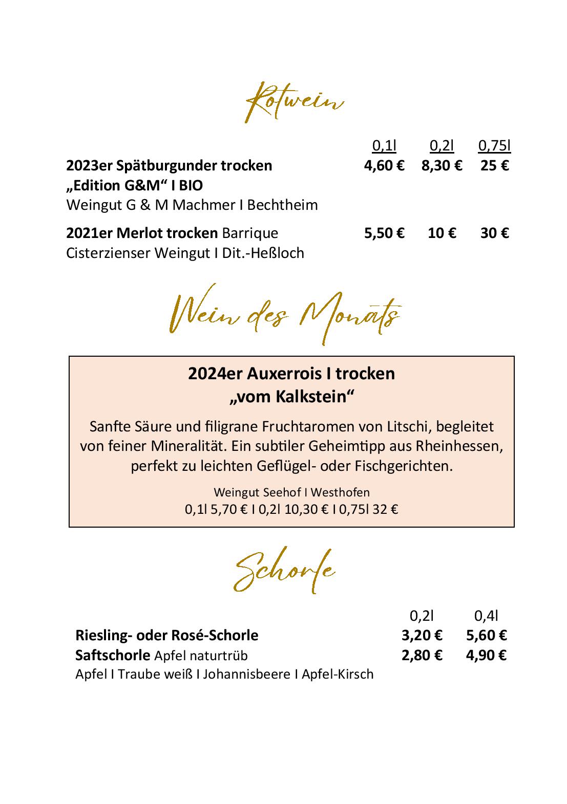 Speisekarte 'MonaLiza' Restaurant im Schwanen in Osthofen, Seite 21