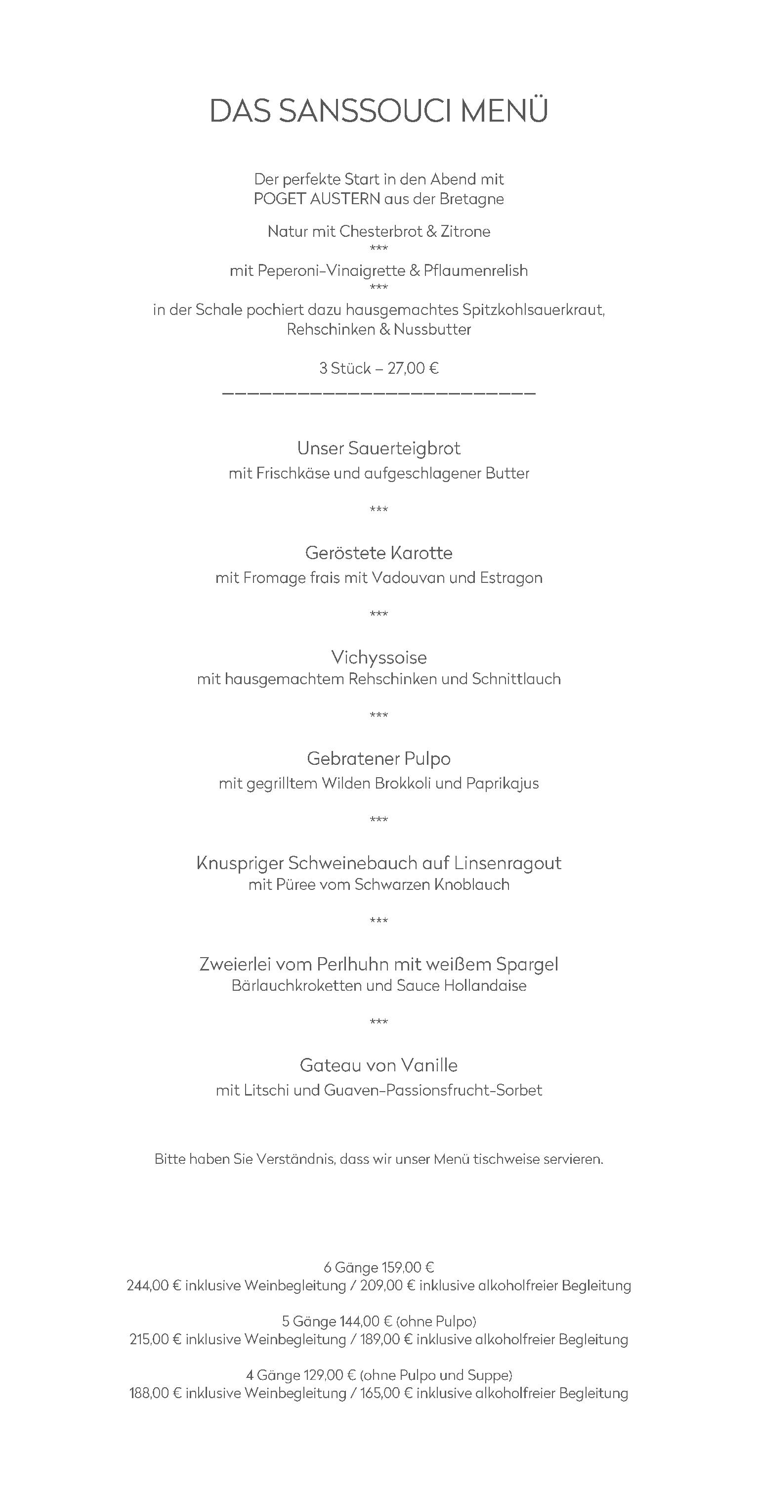 Speisekarte Restaurant Atelier Sanssouci in Radebeul, Seite 2