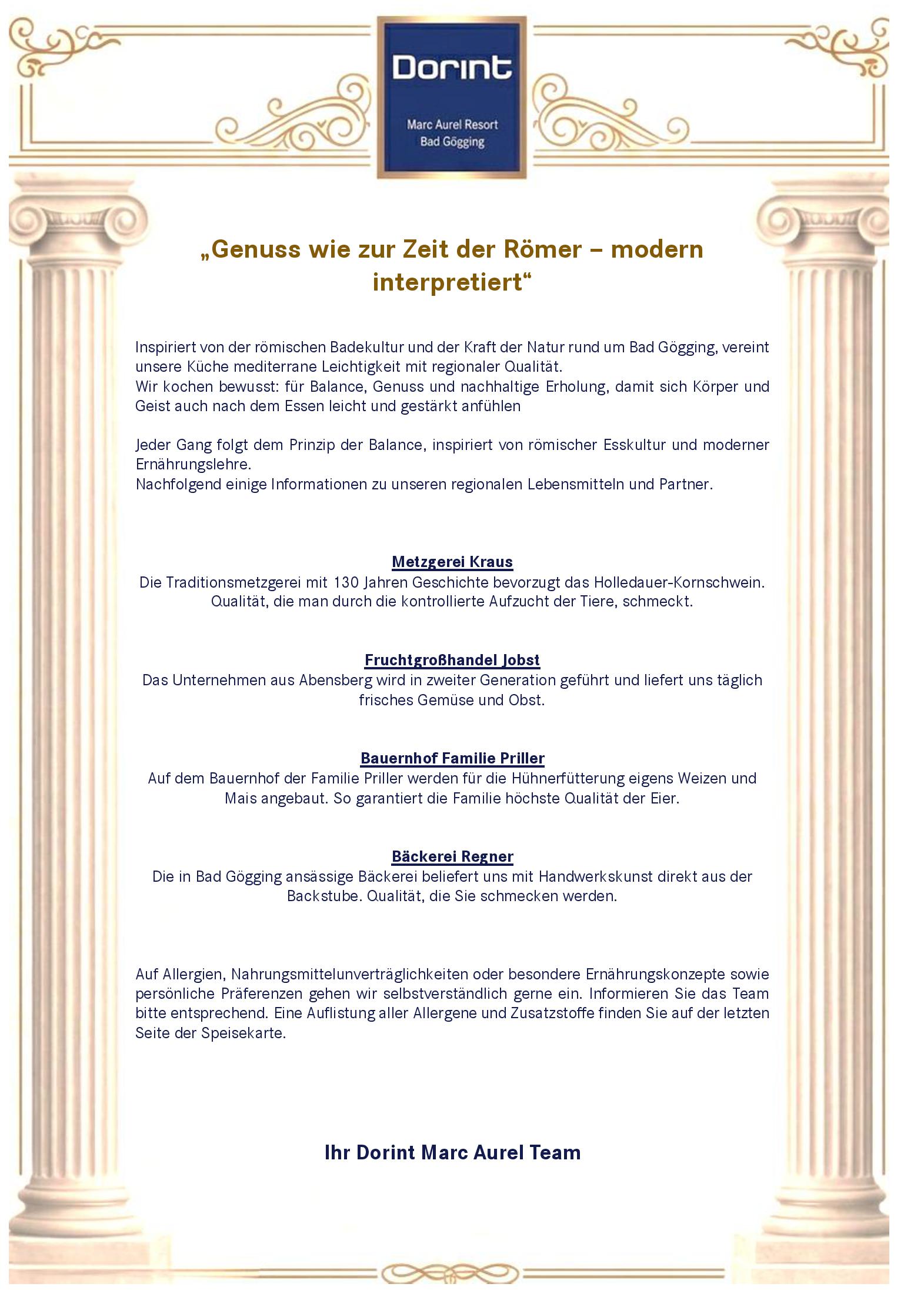 Speisekarte Dorint Marc Aurel Resort Restaurant in Bad Gögging, Seite 2