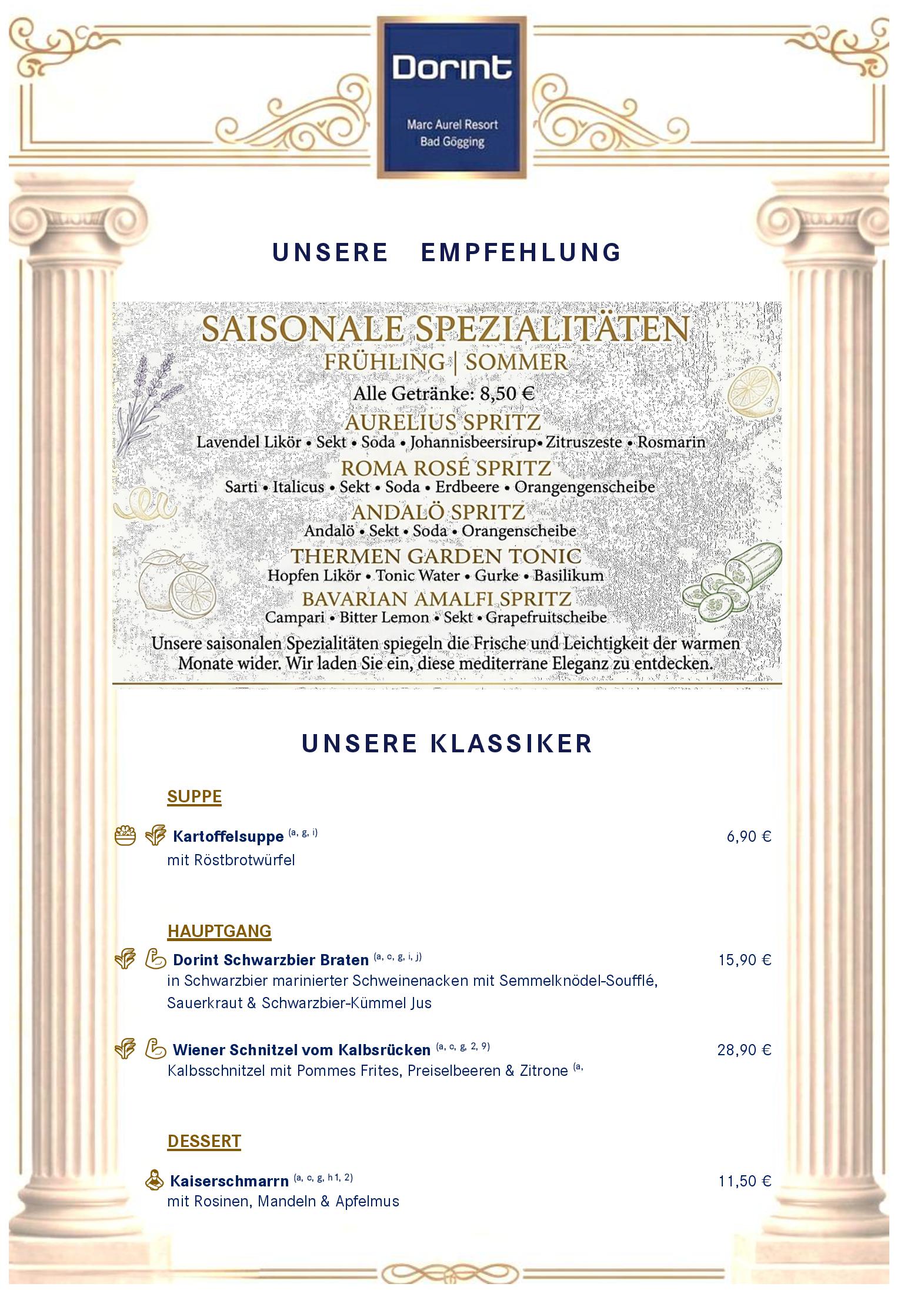 Speisekarte Dorint Marc Aurel Resort Restaurant in Bad Gögging, Seite 3
