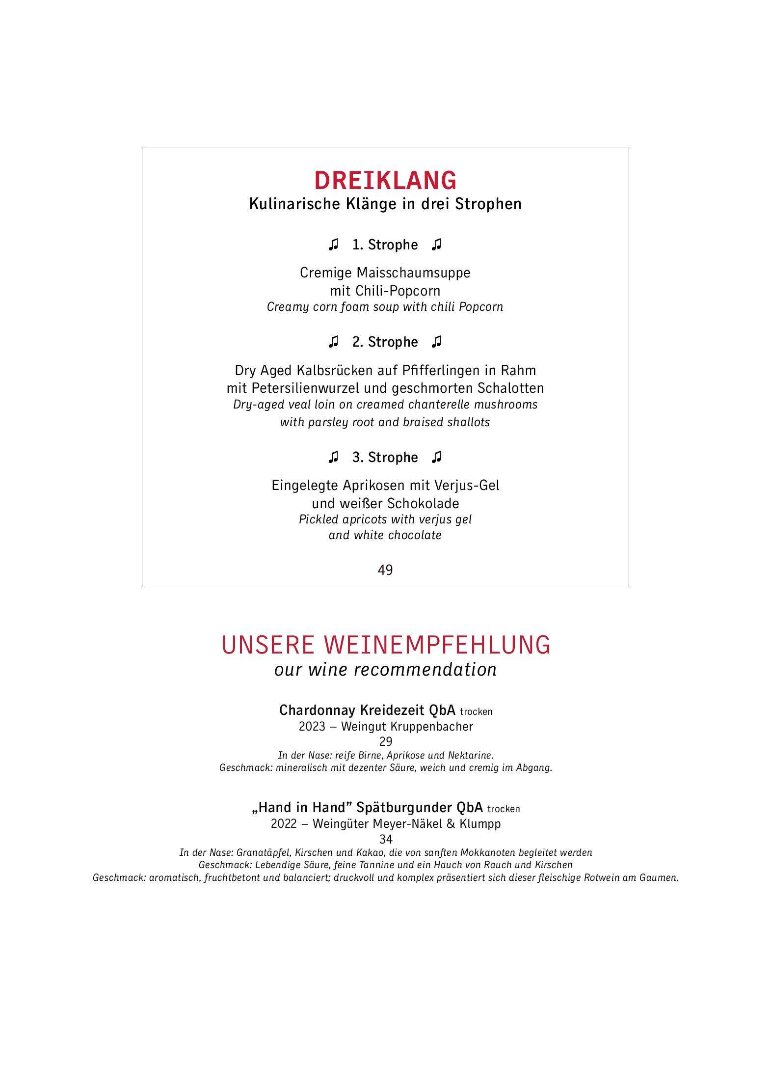 Speisekarte Restaurant musics in Kempten, Seite 1