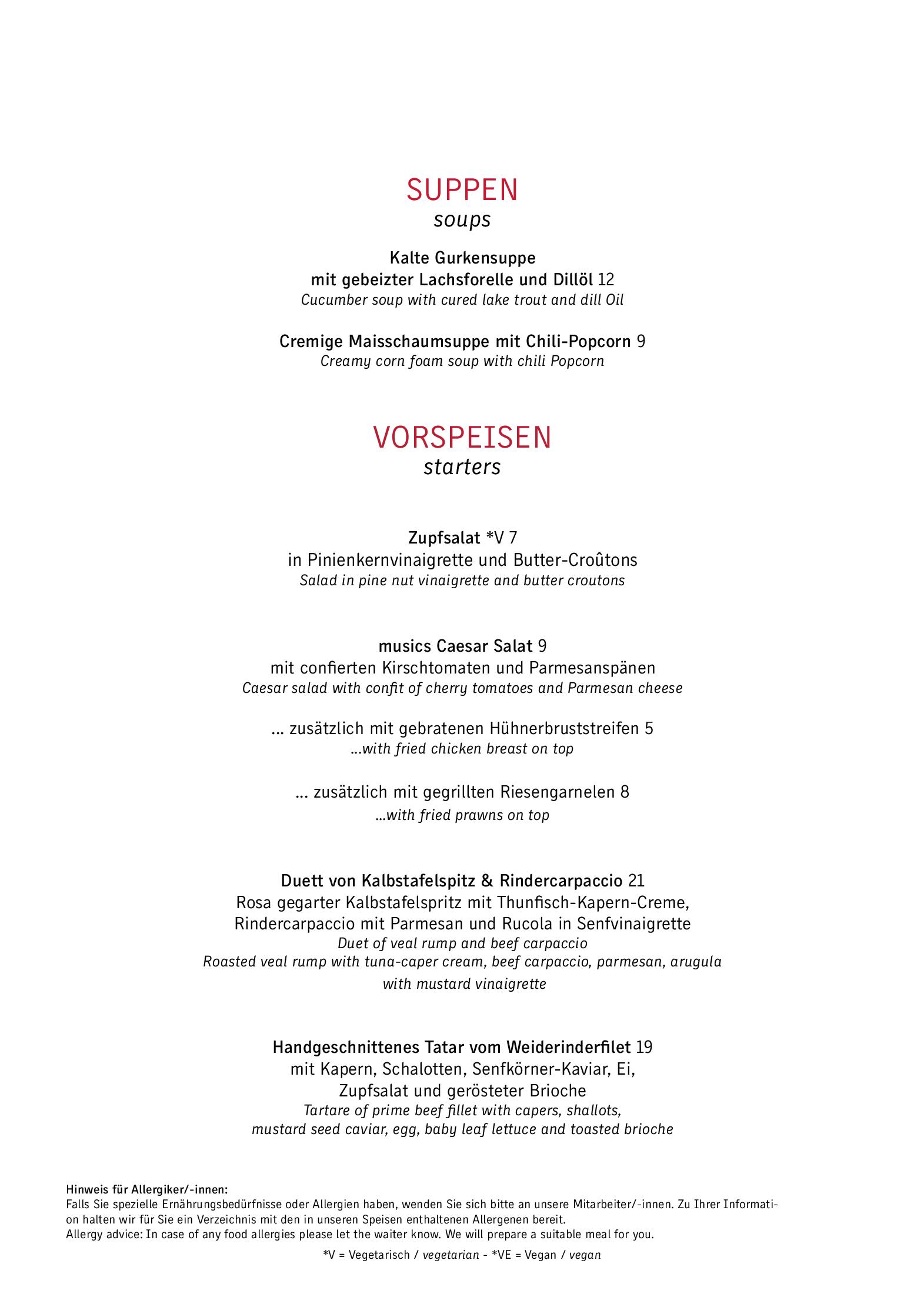 Speisekarte Restaurant musics in Kempten, Seite 2
