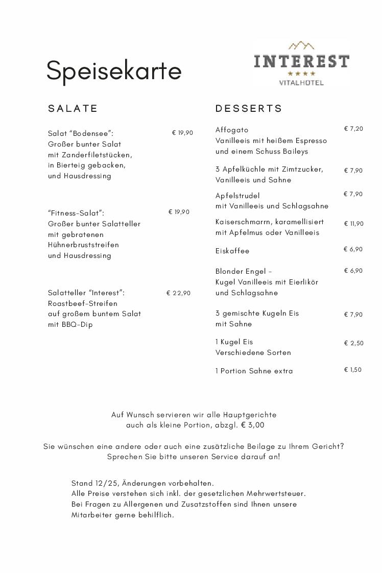 Speisekarte Beim Schweitzer Restaurant in Oberstaufen, Seite 2