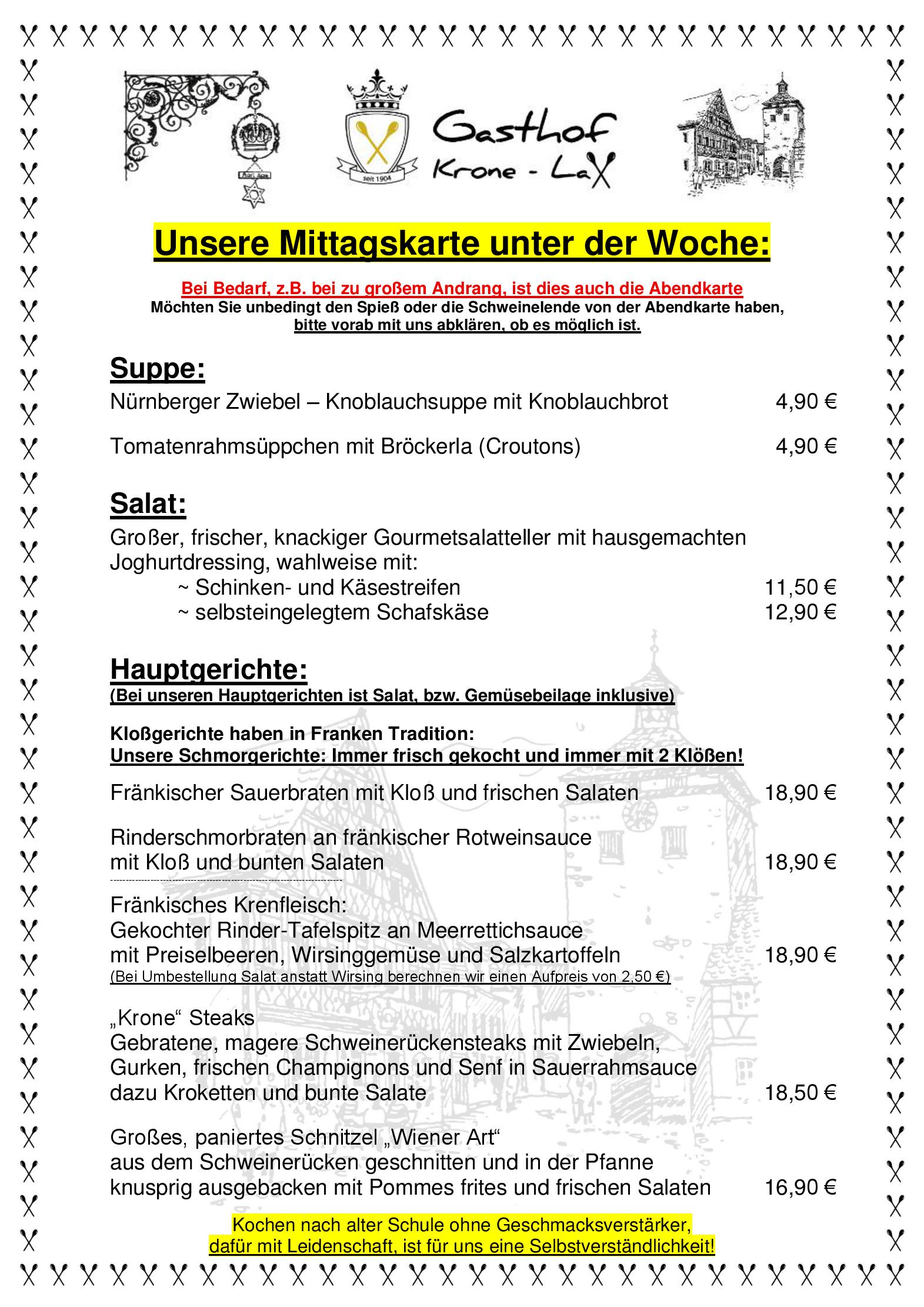 Speisekarte Gasthof Krone - Lax in Scheinfeld, Seite 3