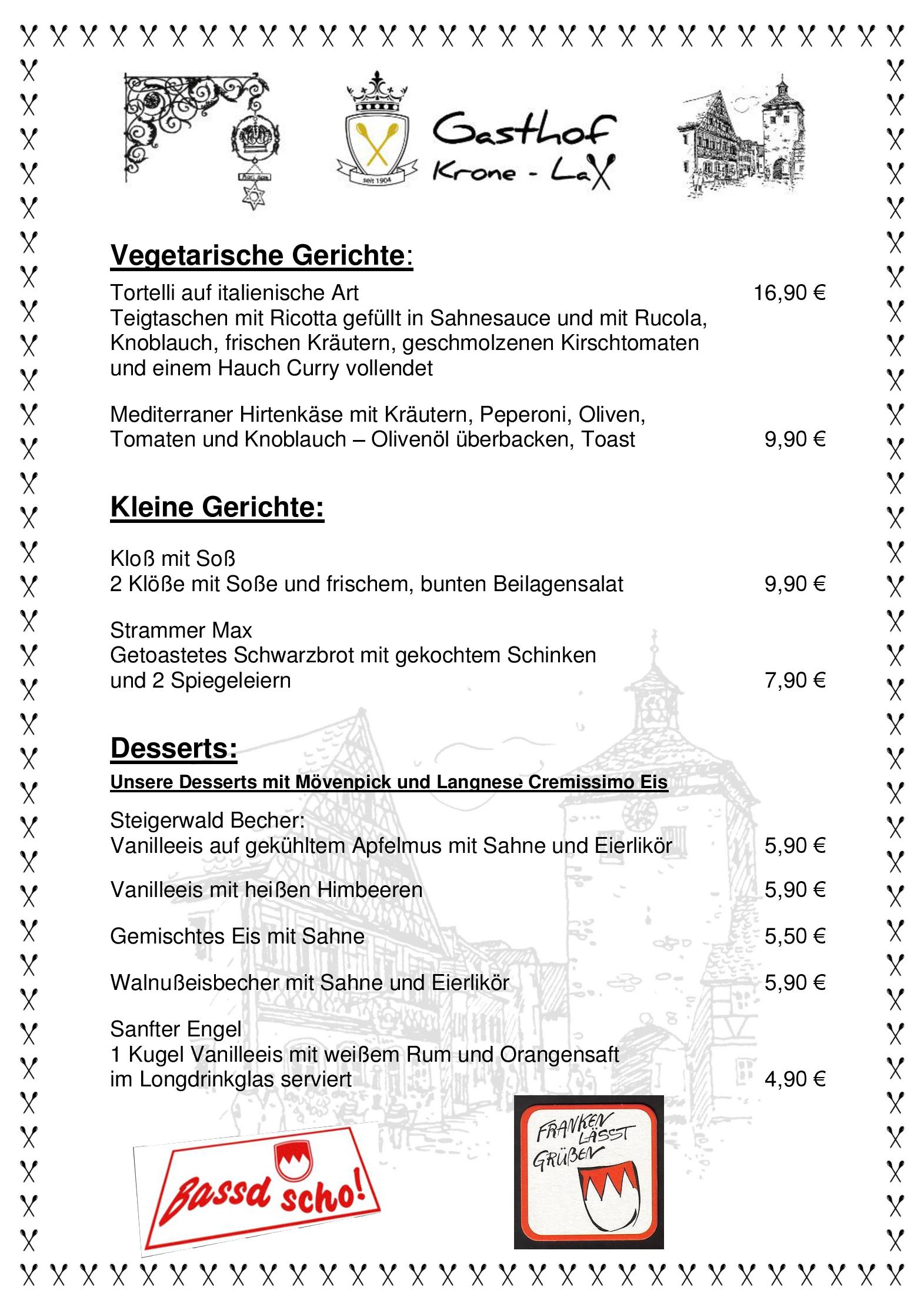 Speisekarte Gasthof Krone - Lax in Scheinfeld, Seite 4