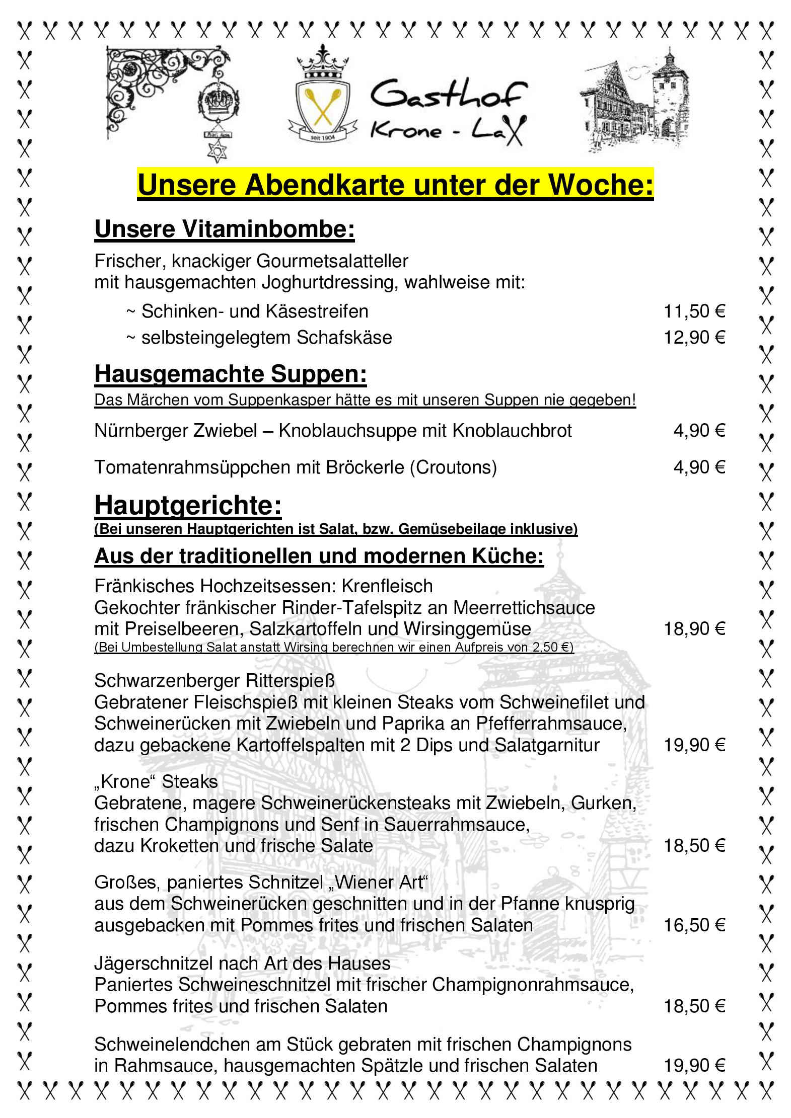 Speisekarte Gasthof Krone - Lax in Scheinfeld, Seite 5