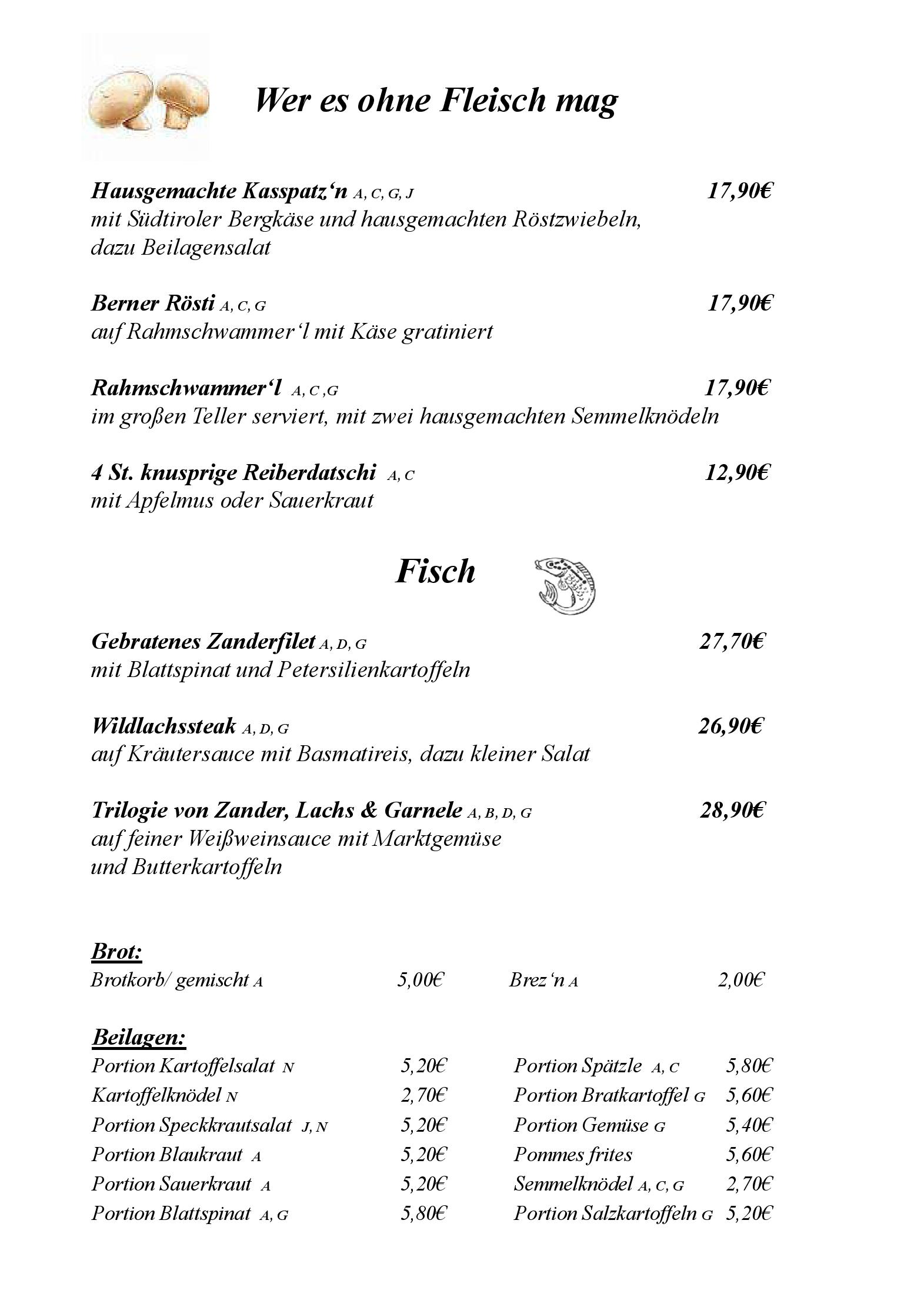 Speisekarte Perlacher Hof in München, Seite 4