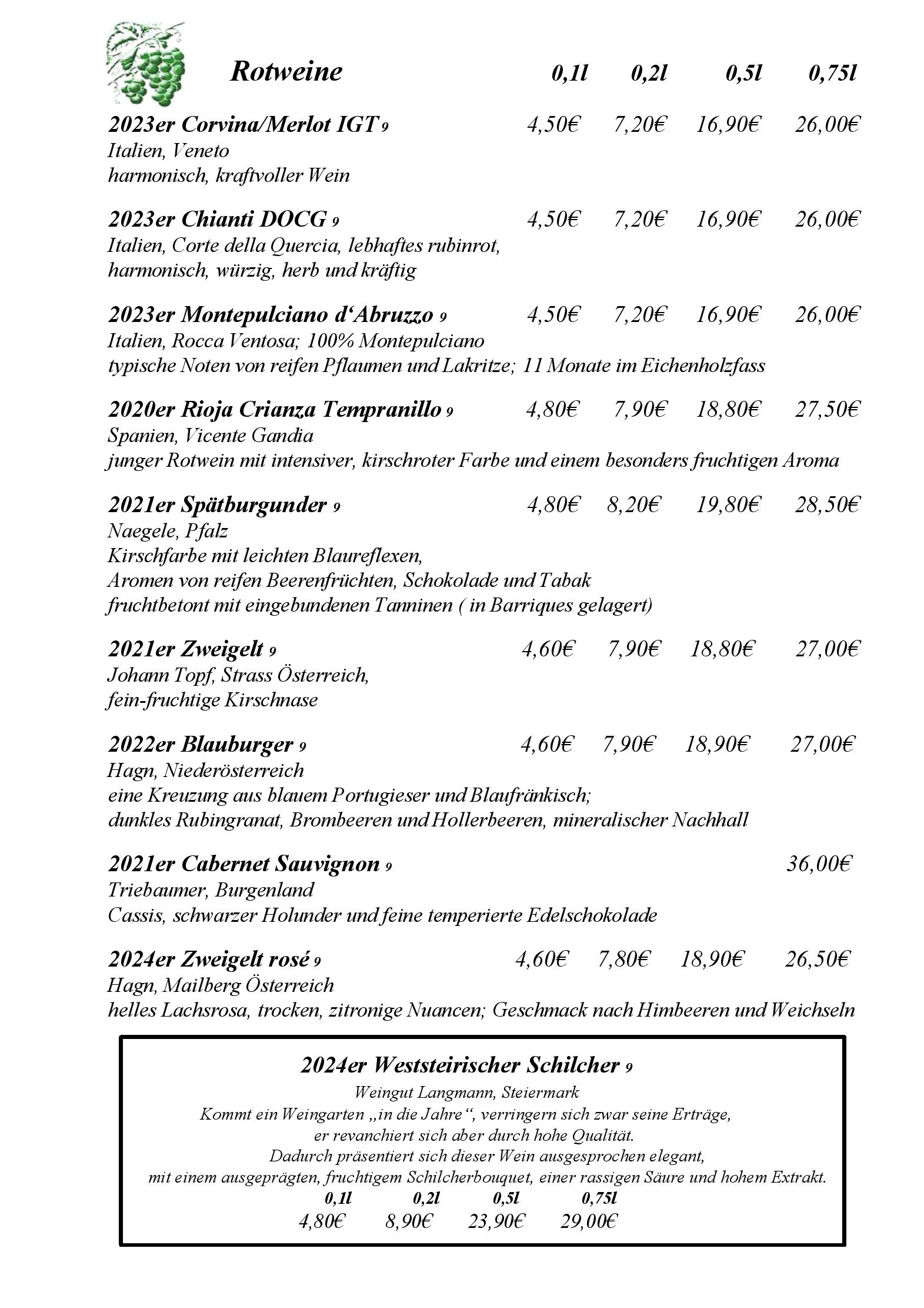 Speisekarte Perlacher Hof in München, Seite 9