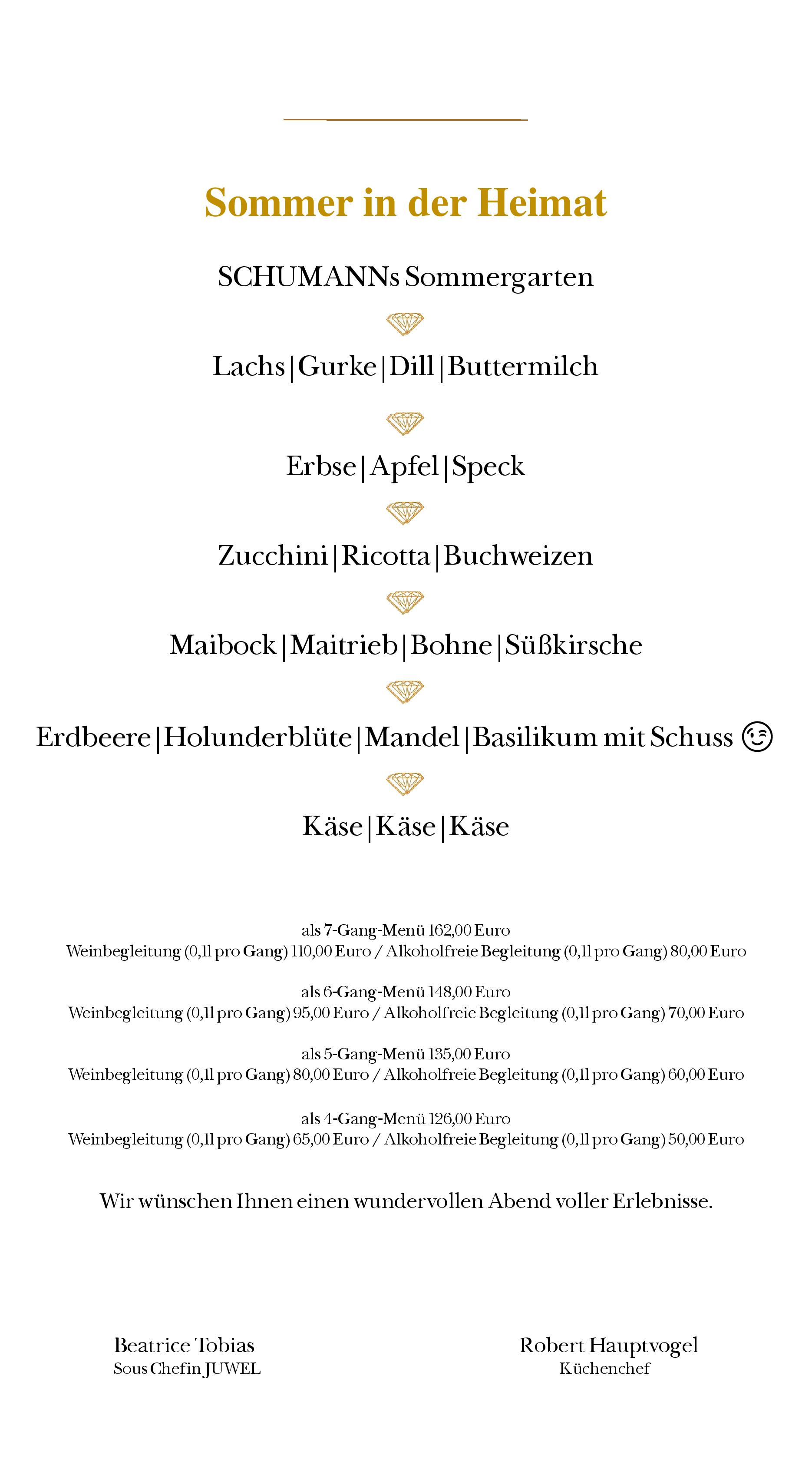 Speisekarte Gourmetrestaurant JUWEL in Schirgiswalde, Seite 1