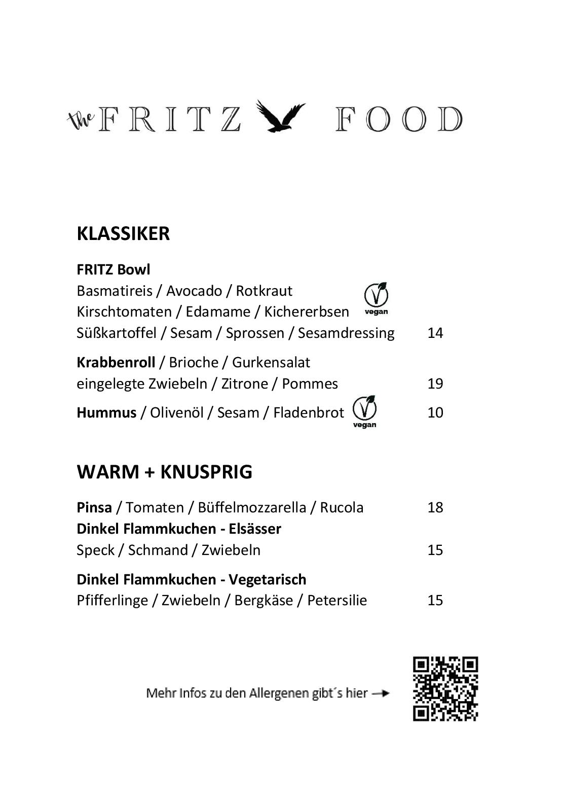 Speisekarte FRITZ in Freudenstadt, Seite 2