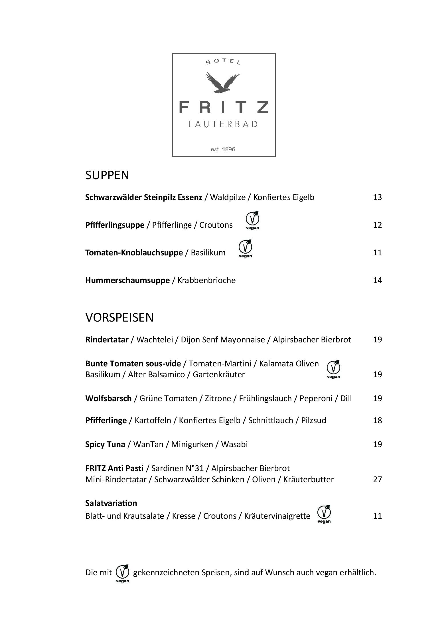 Speisekarte FRITZ in Freudenstadt, Seite 3
