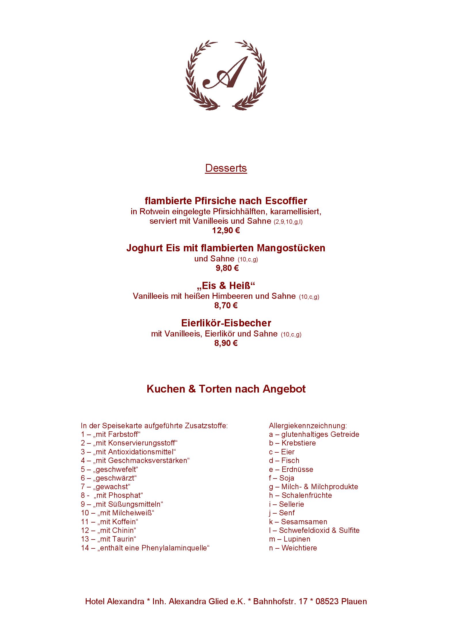 Speisekarte Restaurant Royal in Plauen, Seite 4