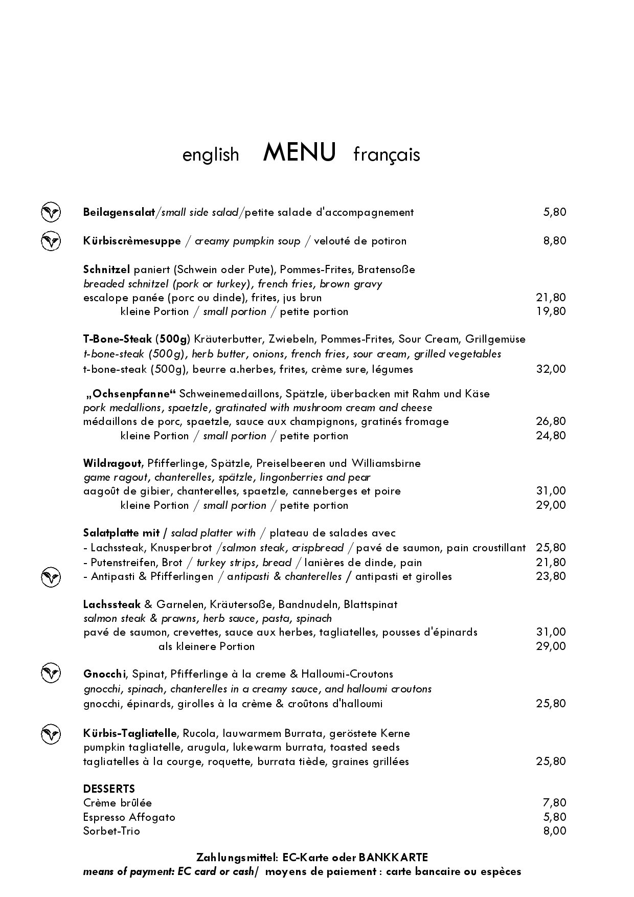 Speisekarte Hotel-Restaurant zum Ochsen in Schallstadt, Seite 10