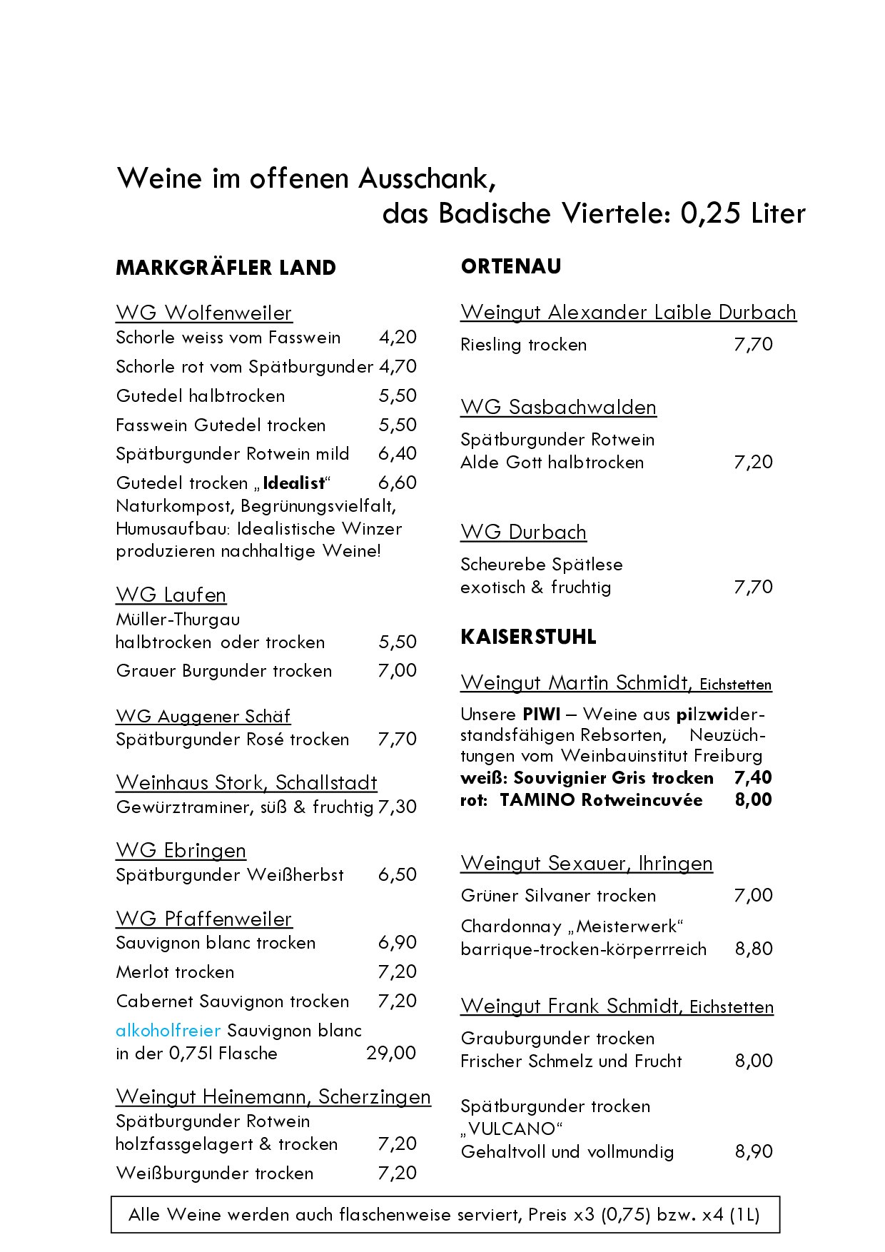 Speisekarte Hotel-Restaurant zum Ochsen in Schallstadt, Seite 7