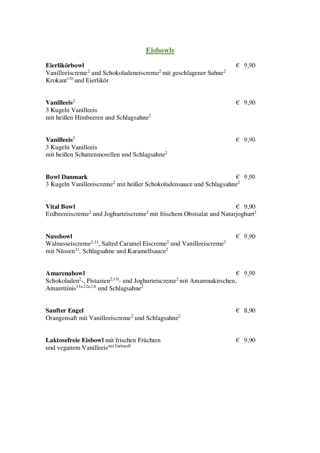 Speisekarte Restaurant Libelle im Waldhotel Schäferberg in Espenau, Seite 7