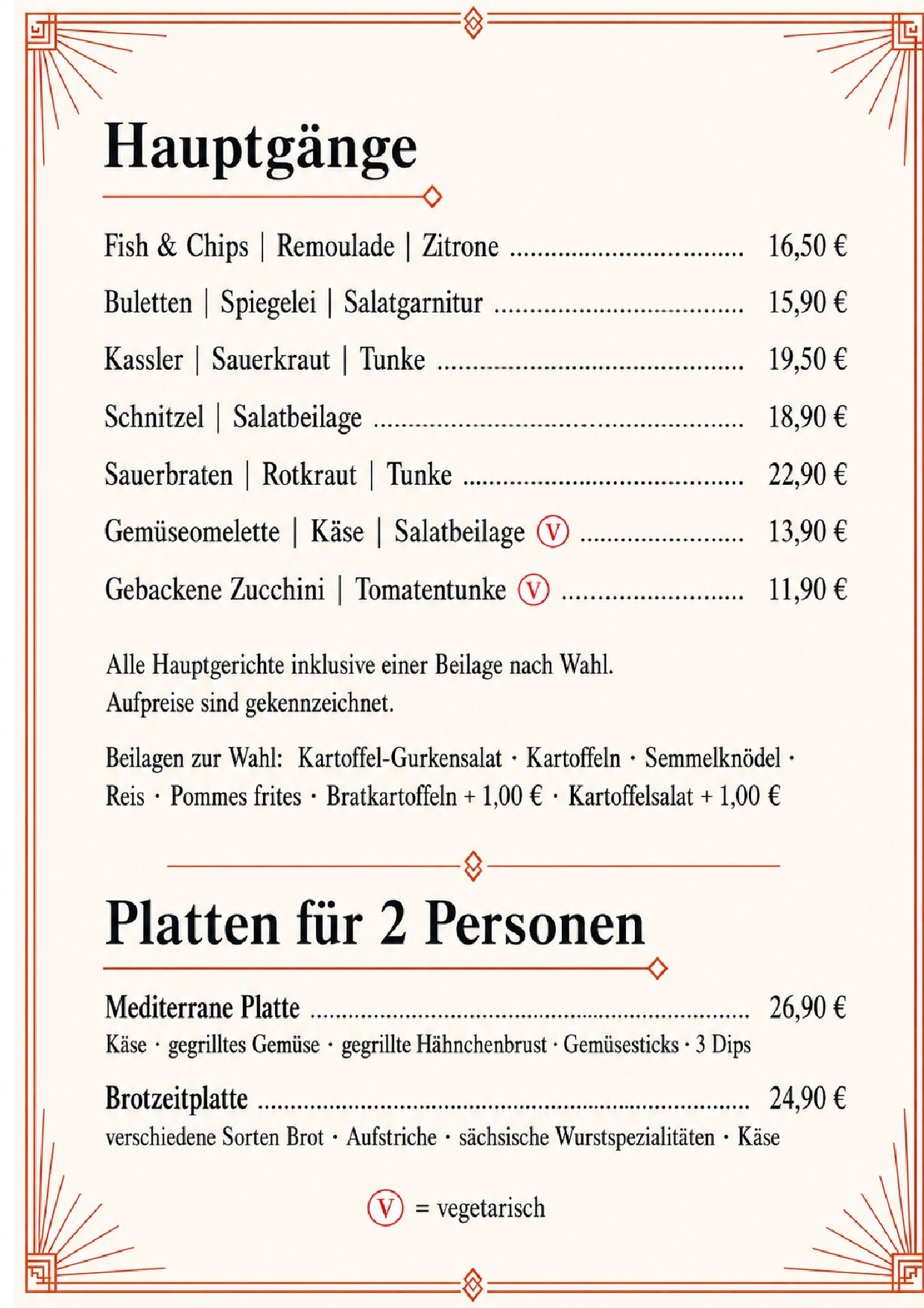 Speisekarte Am Thor in Dresden, Seite 2