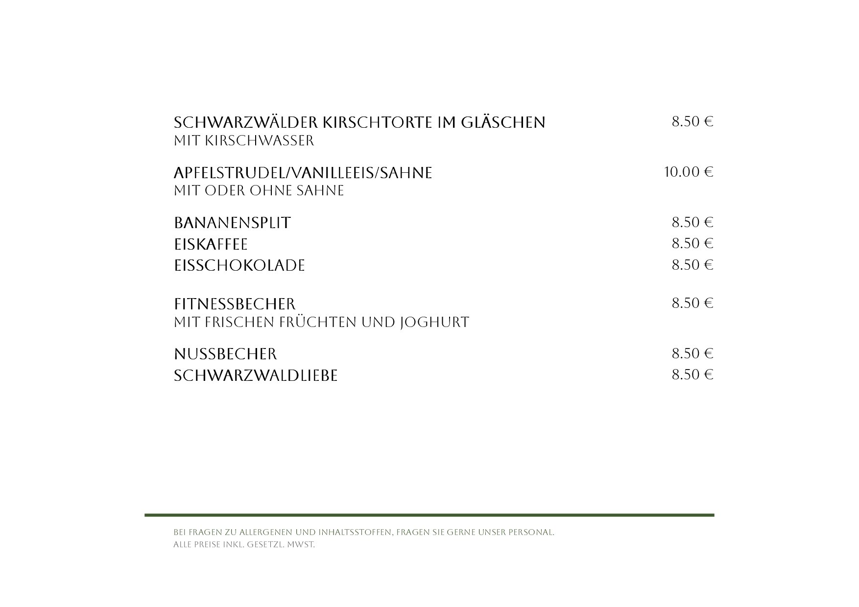 Speisekarte Gasthof Hotel Brend in Furtwangen, Seite 10