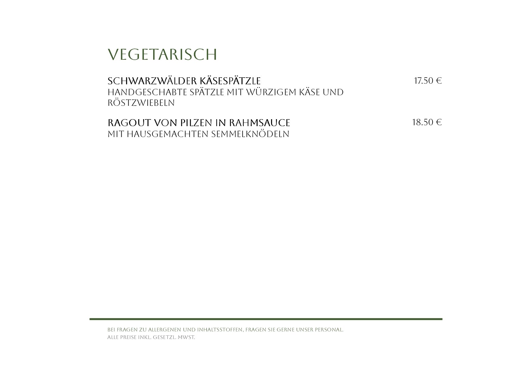 Speisekarte Gasthof Hotel Brend in Furtwangen, Seite 5