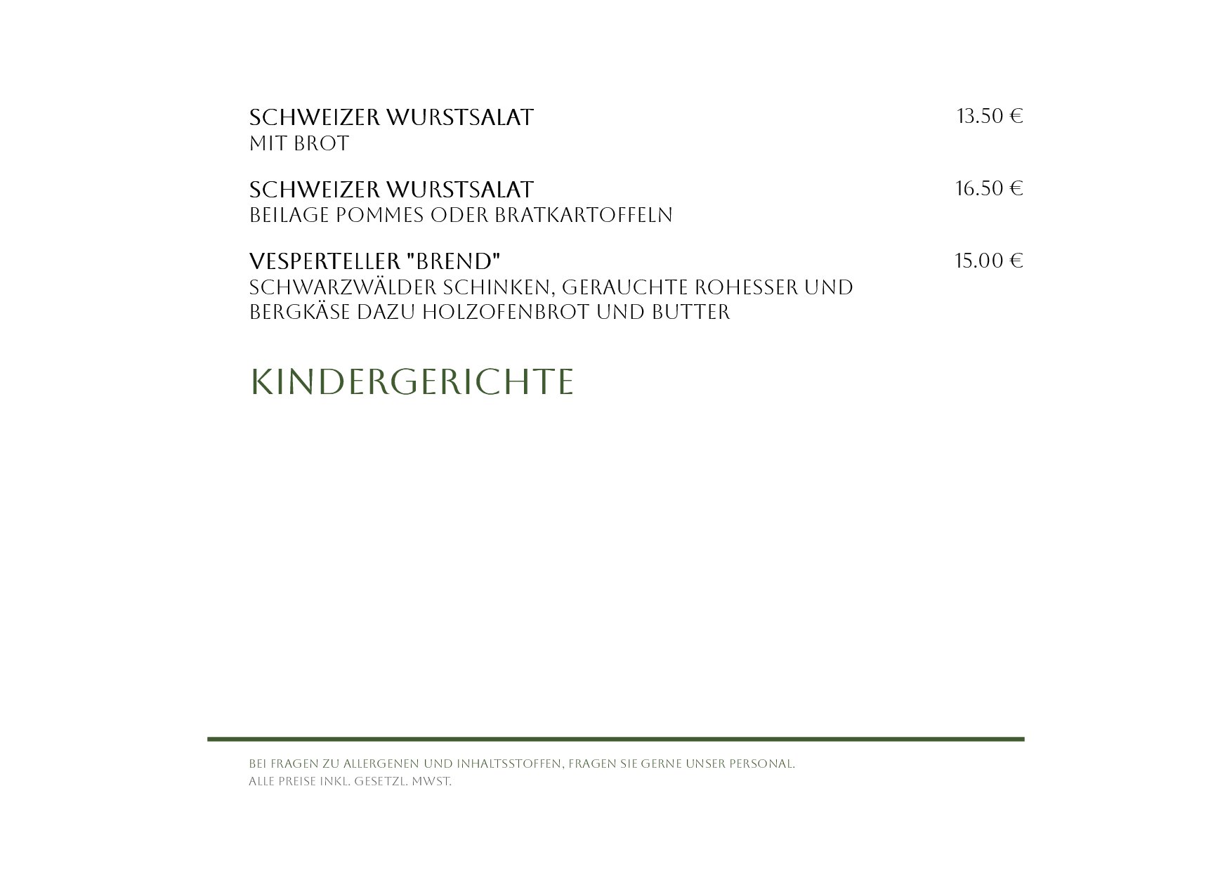 Speisekarte Gasthof Hotel Brend in Furtwangen, Seite 8