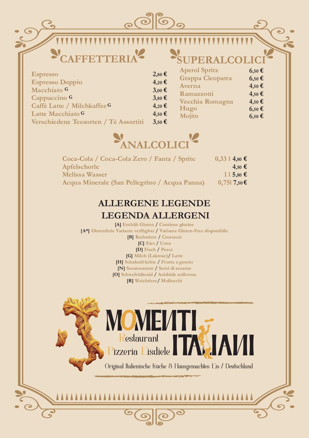 Speisekarte Momenti Italiani in Erlangen, Seite 14